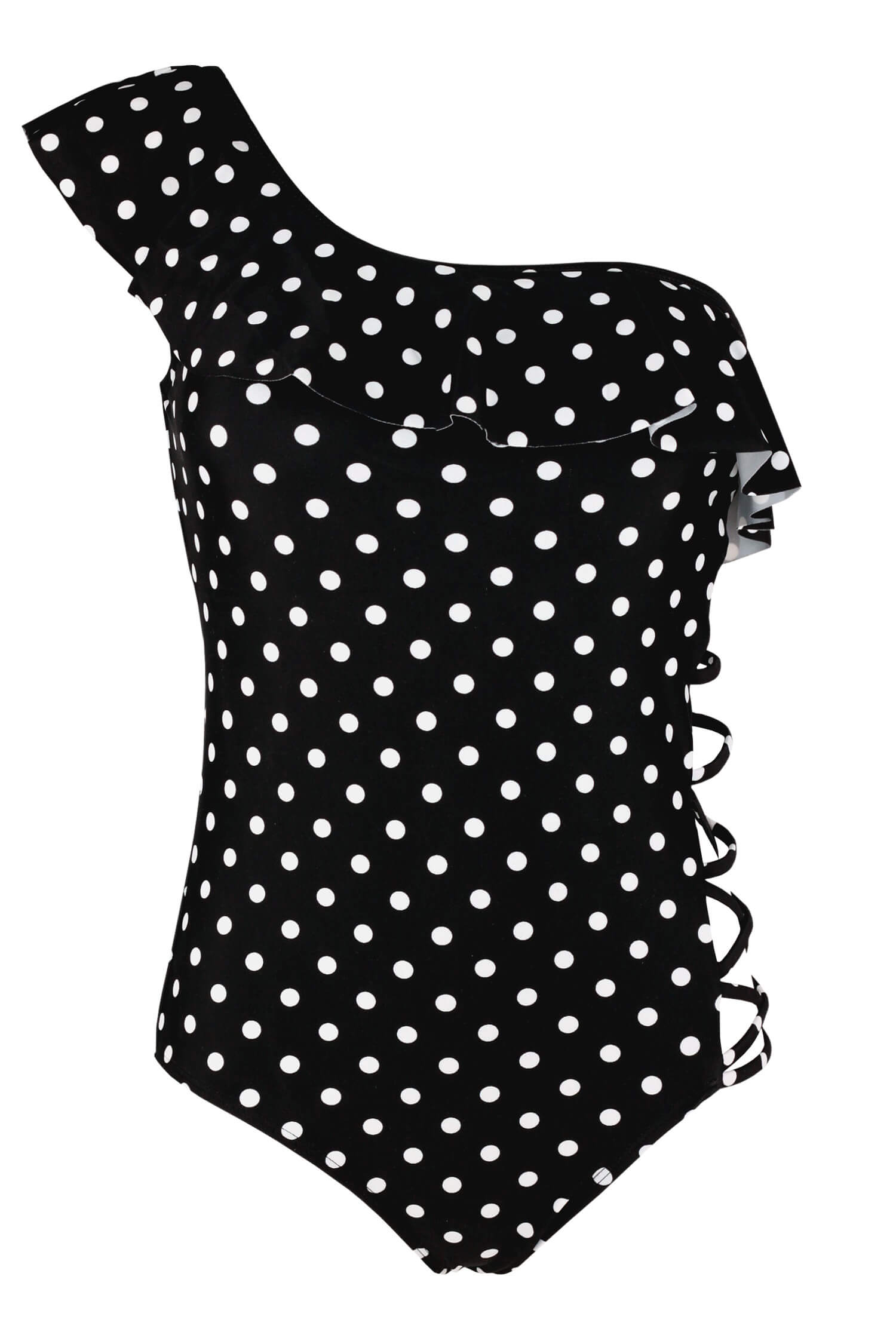Lapiza Black pin-up styl jednodílné plavky s puntíky AB164 M černá