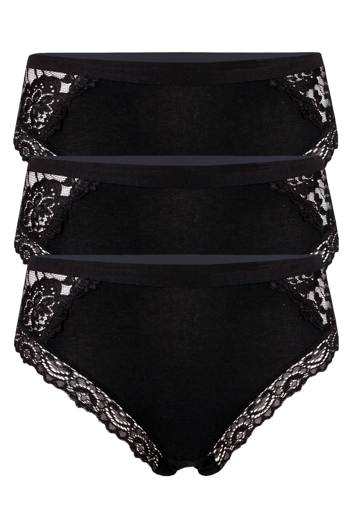 Justyn bavlněné kalhoky s krajkou 1204 - 3 bal. XL černá