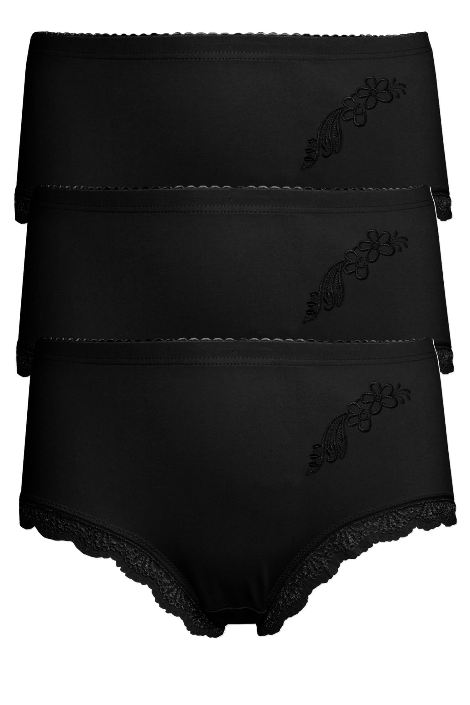 Danča bavlněné kalhotky s krajkou 9009 - 3bal XL černá