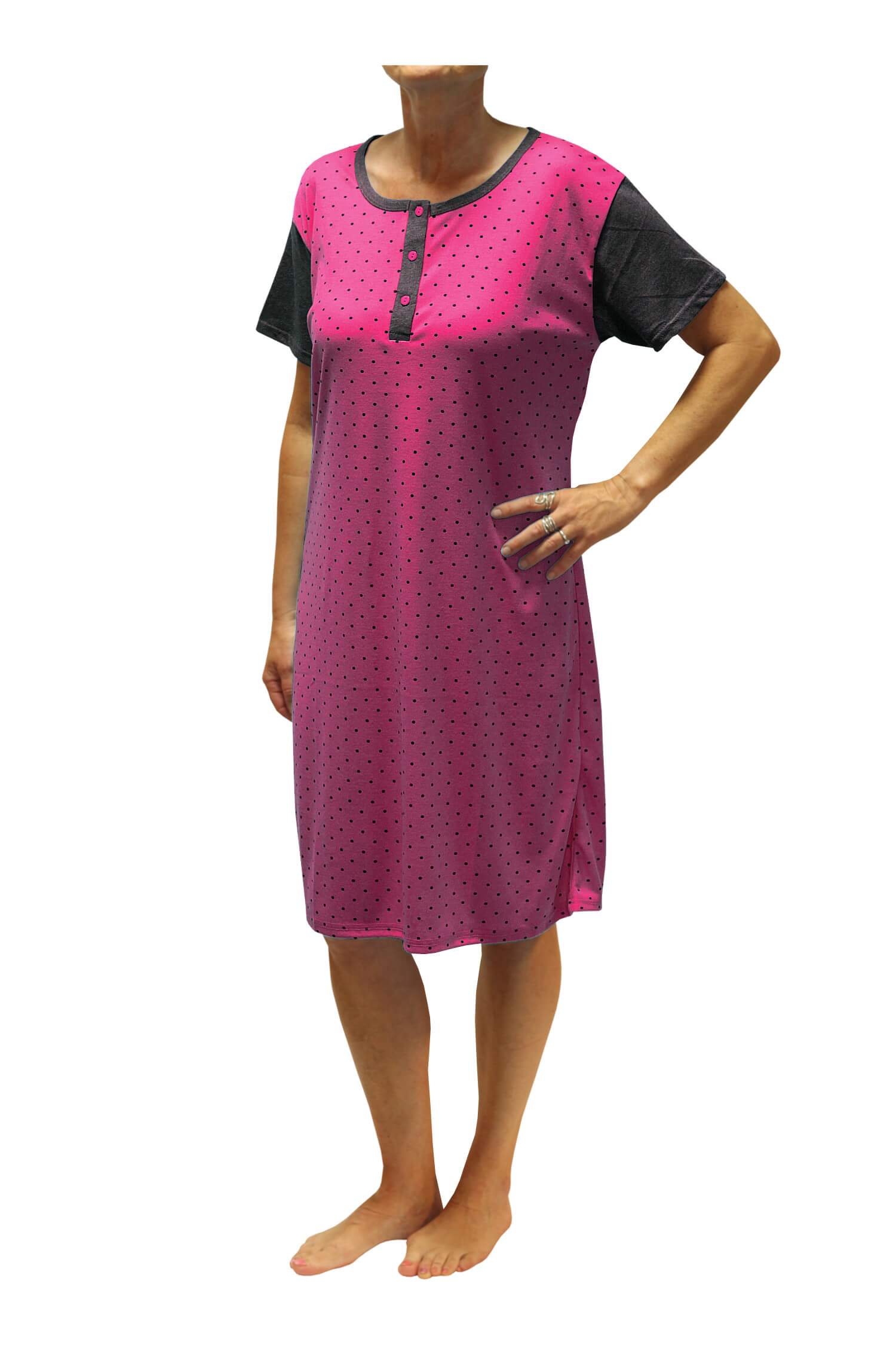 Adéla dámská noční košile s puntíky DNU329-NT L růžová