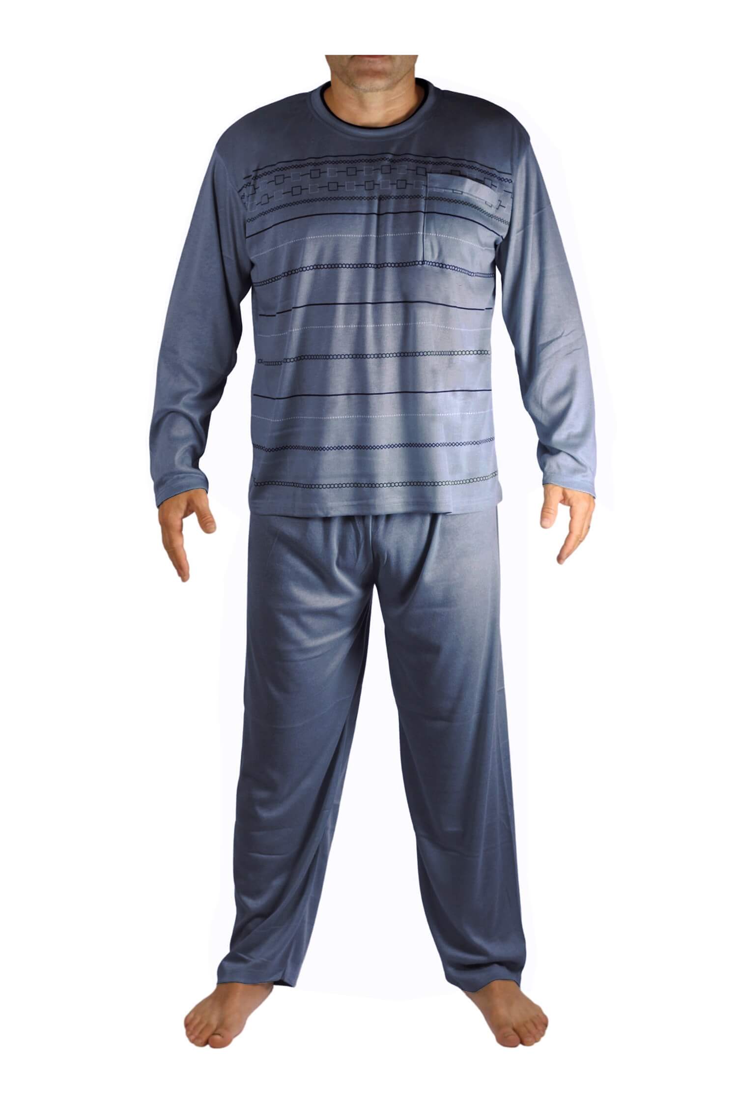 Milan pyžamo pánské dlouhé V1611 3XL šedomodrá