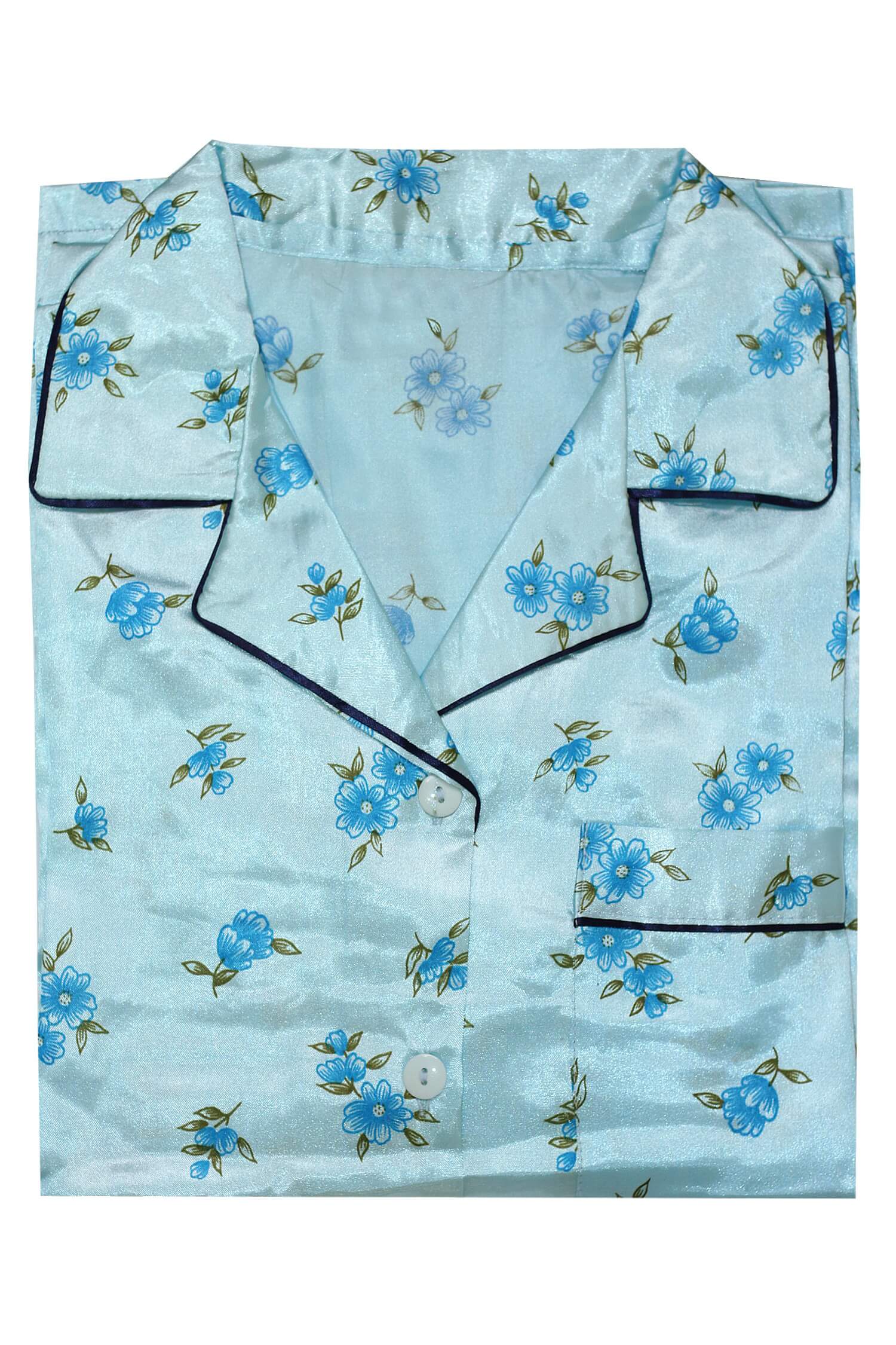 Elena Max Ecru saténové pyžamo s kraťasy 3XL světle modrá