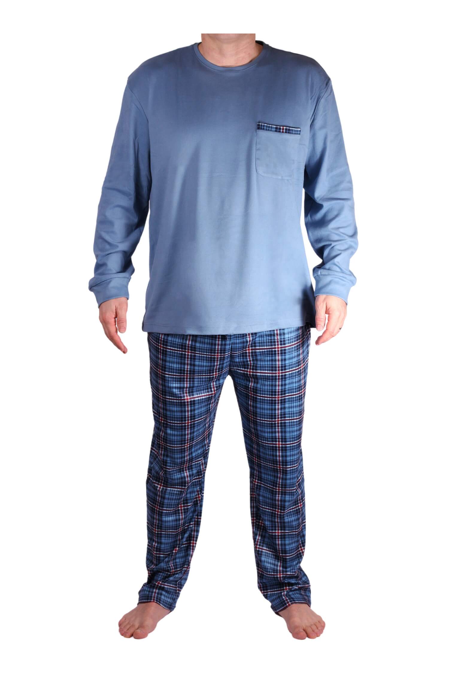 Zdenda Lux pánské pyžamo s flísem 3XL šedomodrá