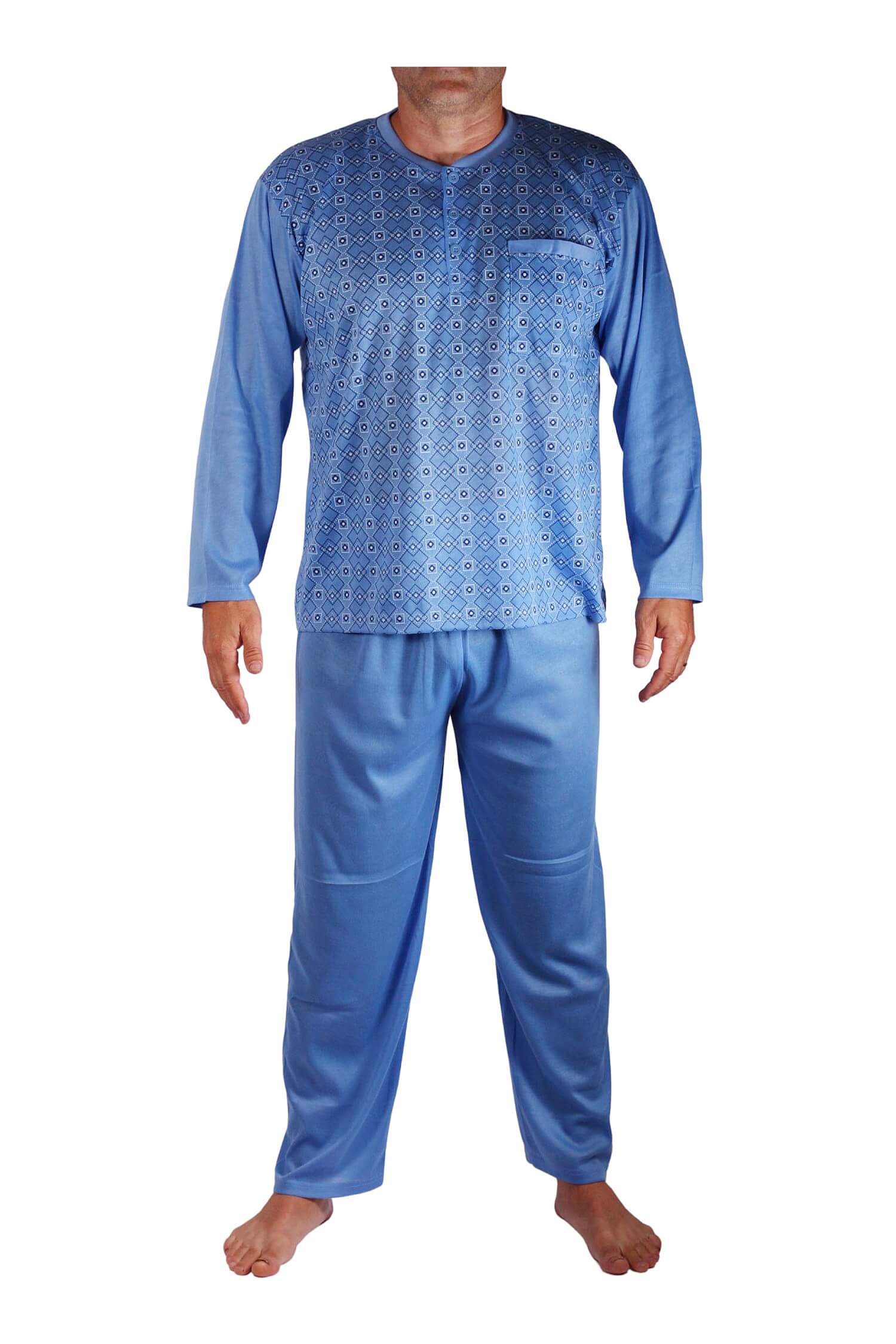 Jindřich dlouhé pyžamo pánské V2338 XXL světle modrá