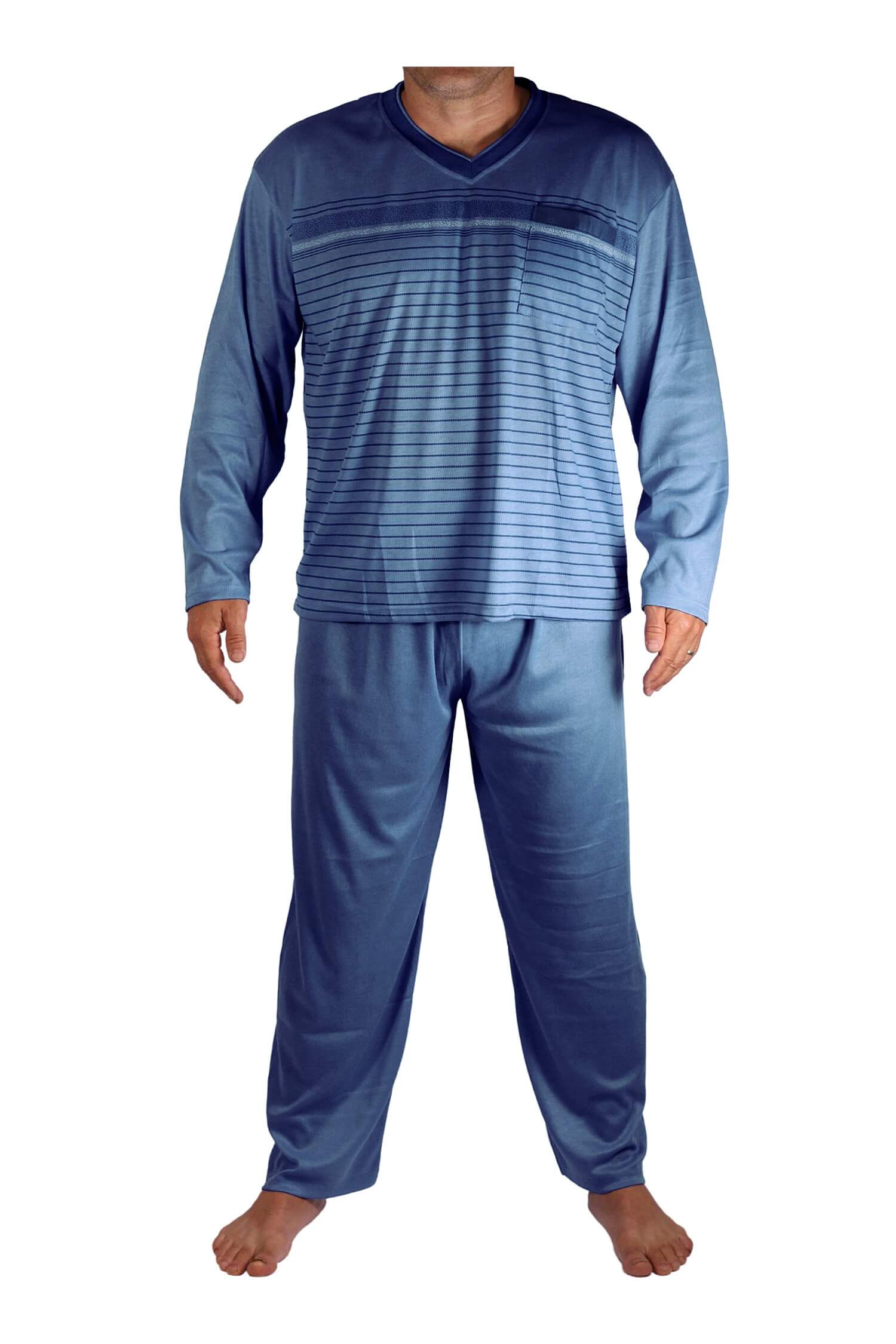 Standa pyžamo pánské dlouhé V2401 3XL šedomodrá