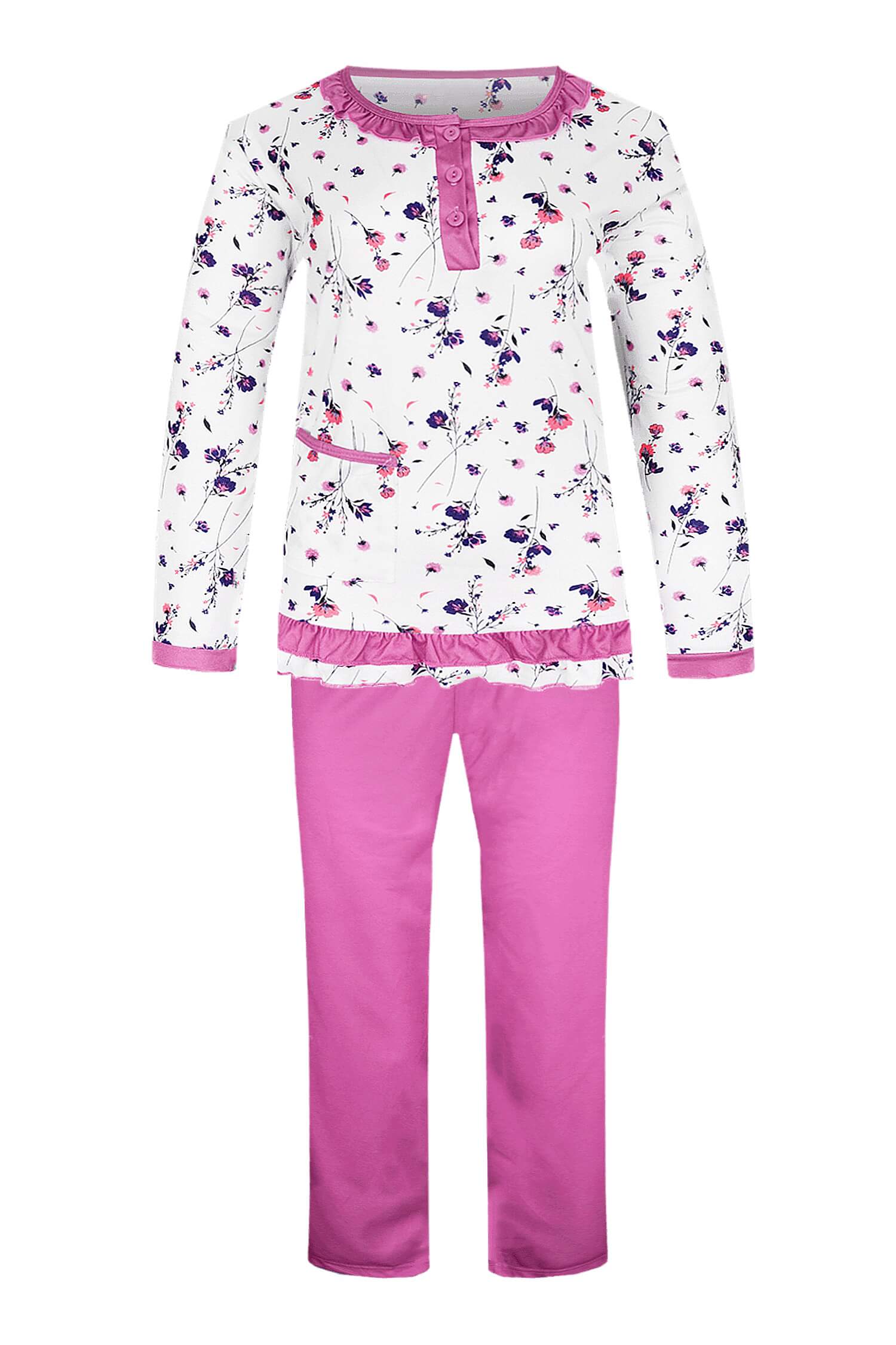 Fiore dvojdílné pyžamo dlouhé kytičky 2300 XL růžová