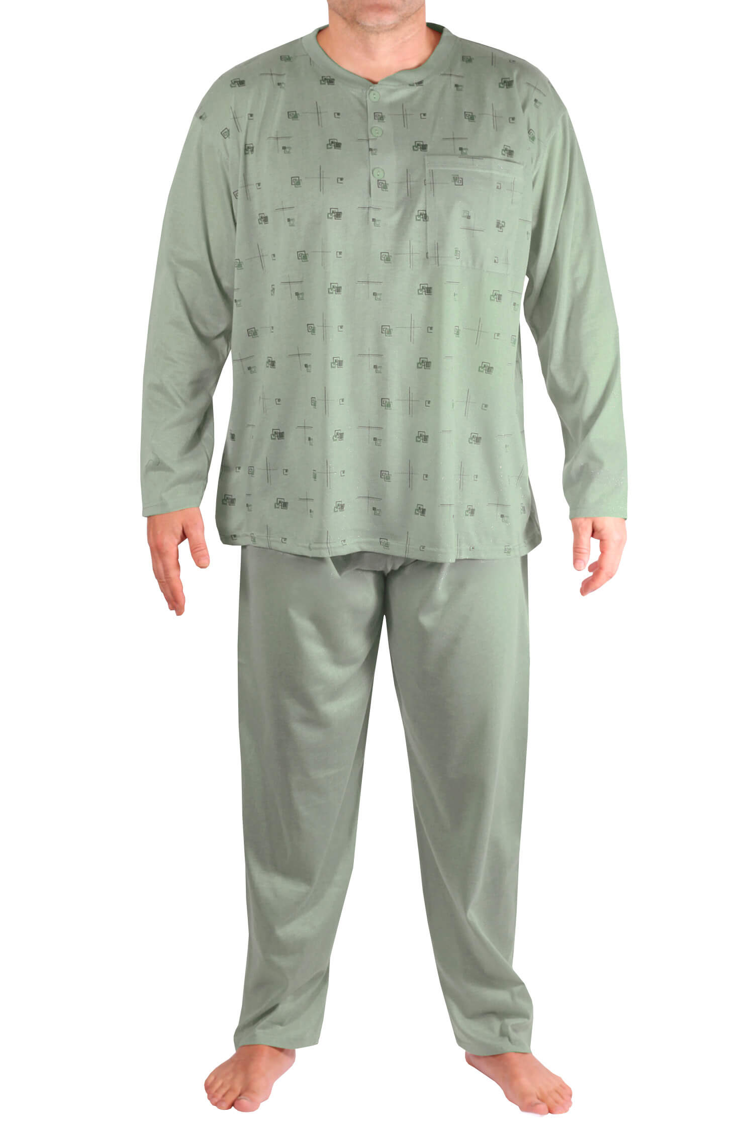Libor pánské pyžamo s dlouhým rukávem 1-OGD-145 3XL khaki