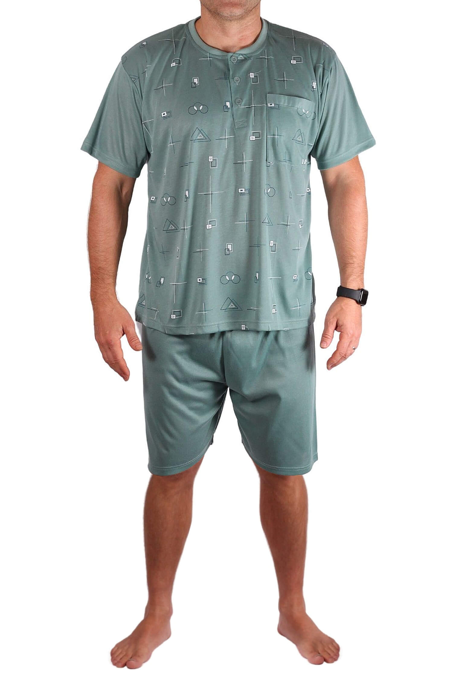 Leman pánské pyžamo krátký rukáv 1070 M zelená