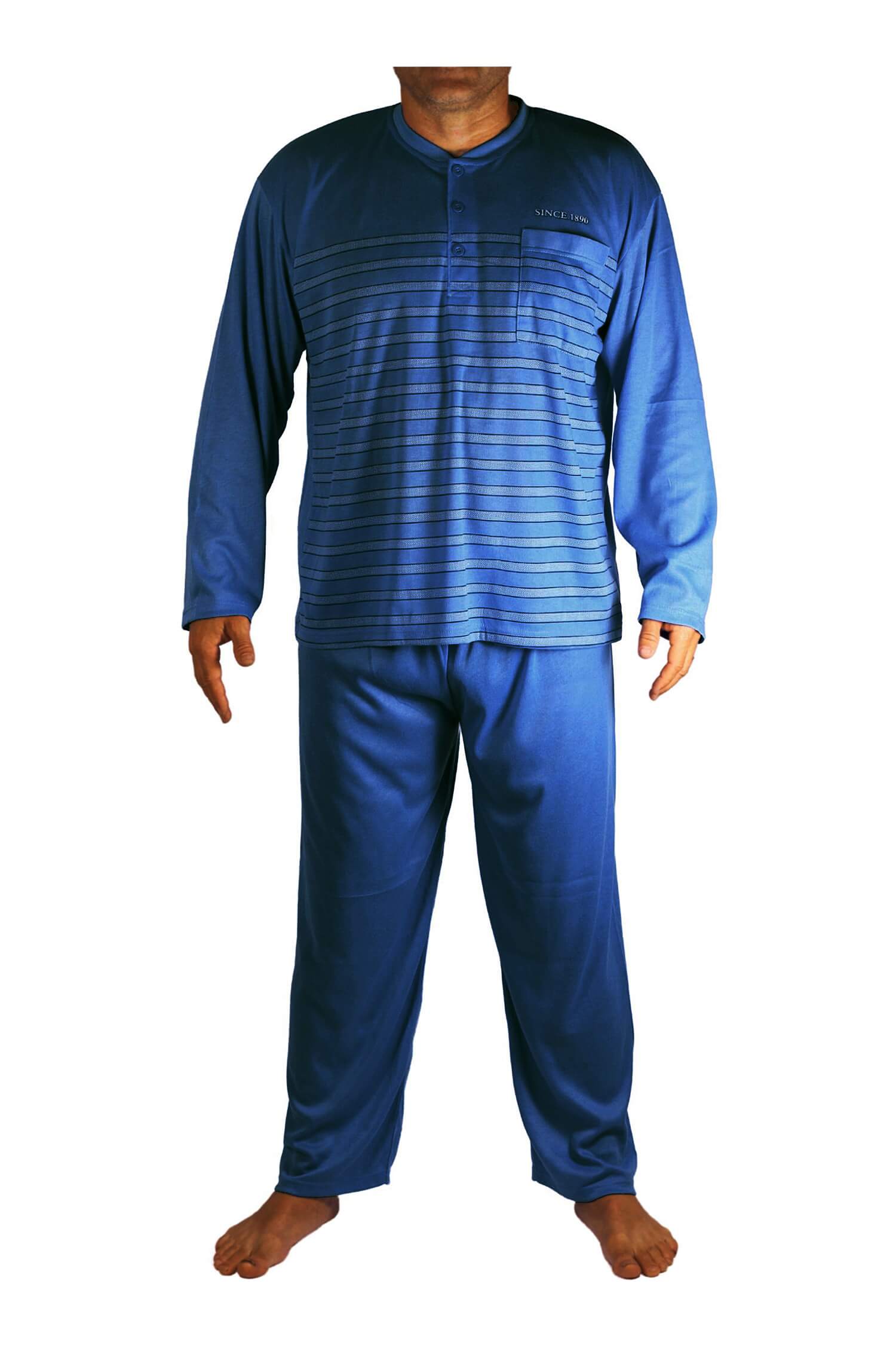 Johan pánské pyžamo s dlouhým rukávem V2003 M tmavě modrá