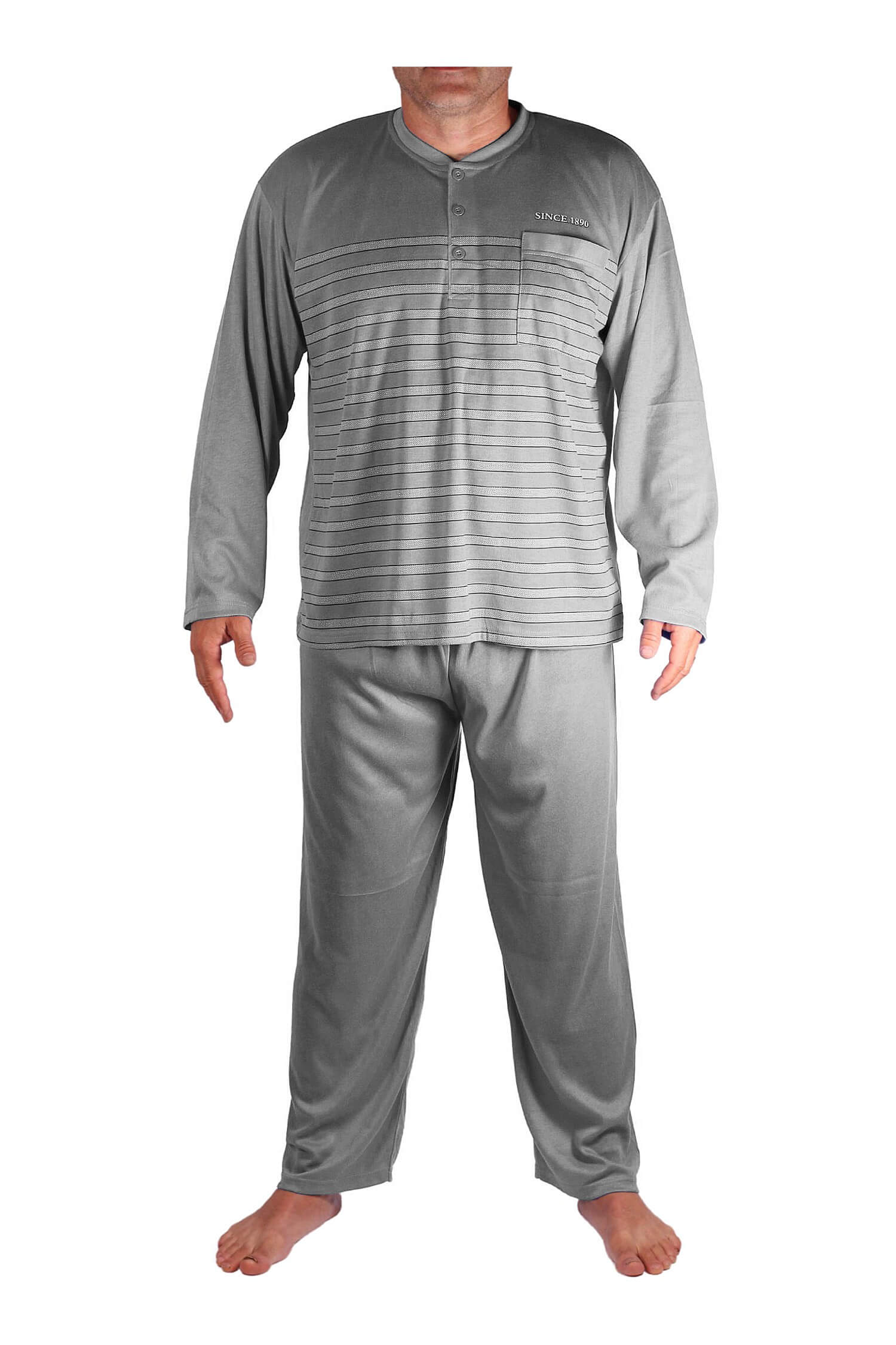 Johan pánské pyžamo s dlouhým rukávem V2003 3XL světle šedá