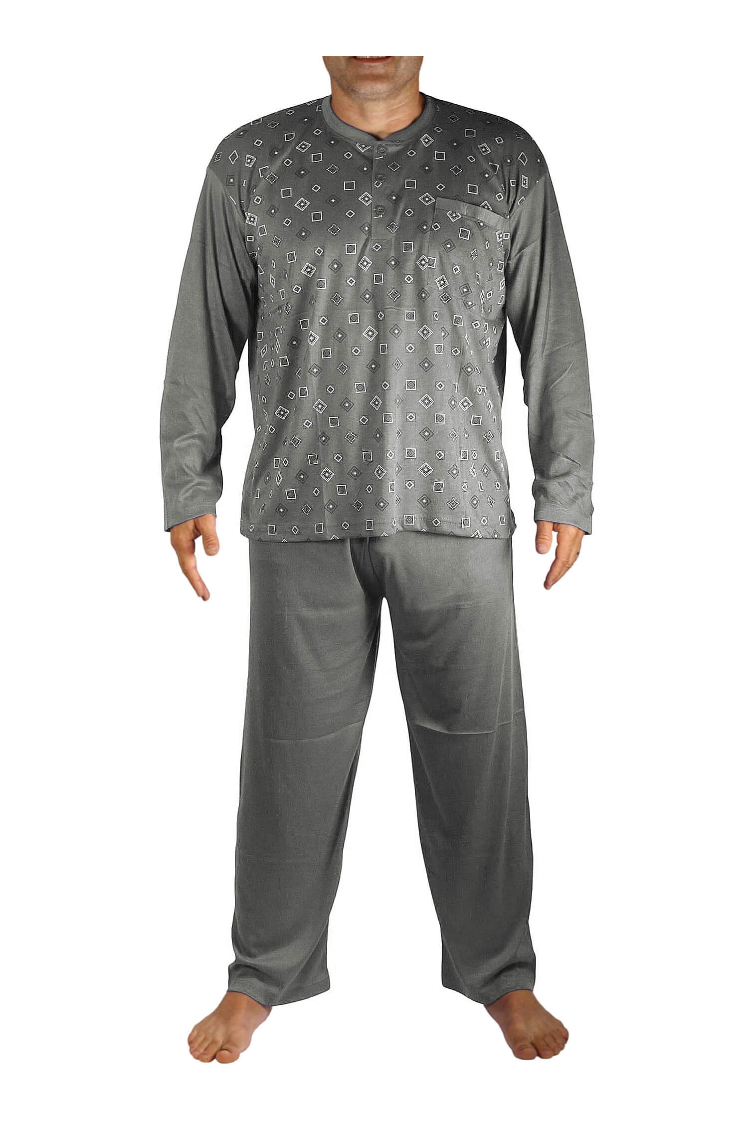 Vláďa pánské pyžamo dlouhý rukáv V1497 XL světle šedá