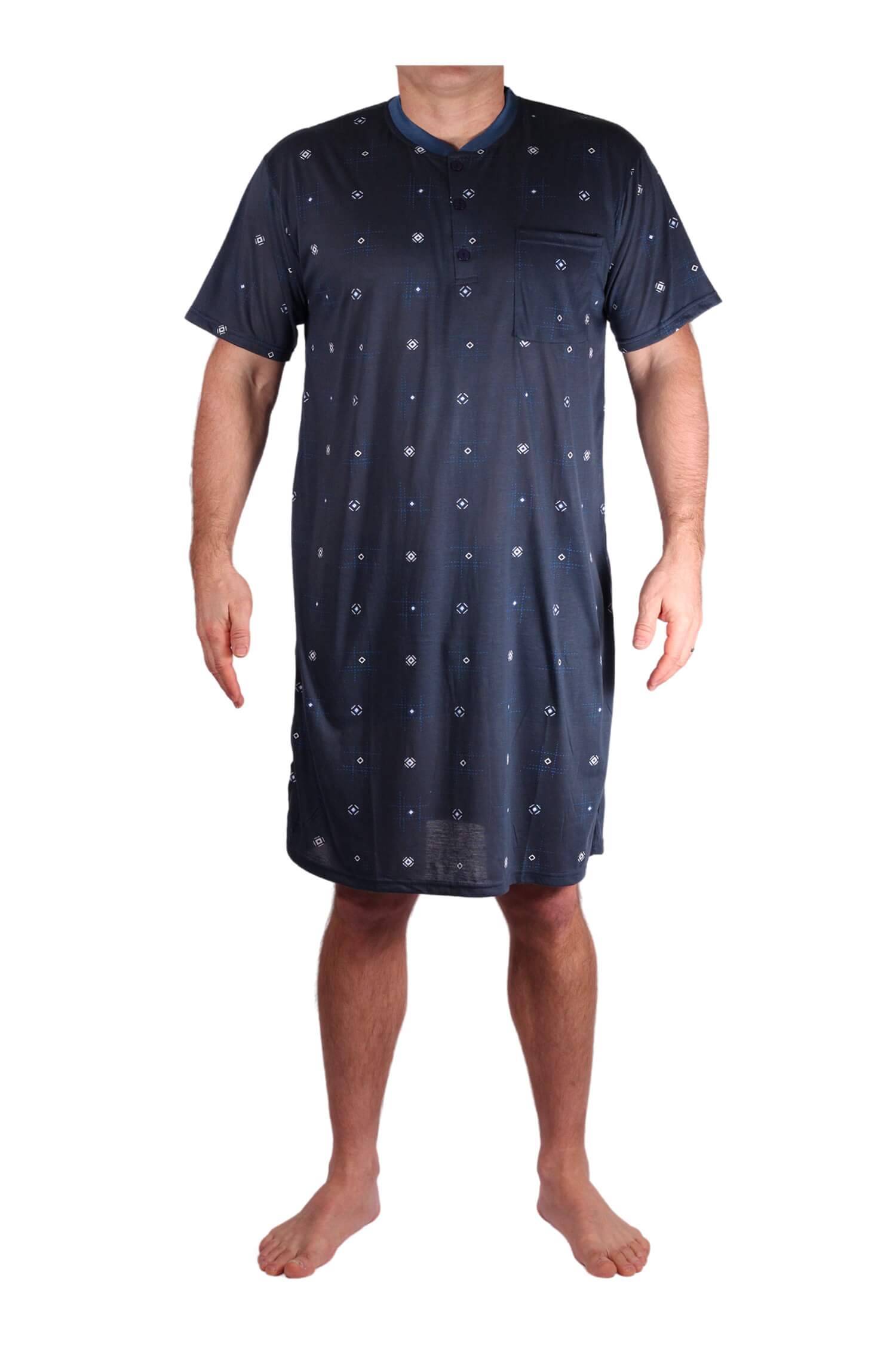 Vašek pánská noční košile 02-DOGTN-02 XL šedomodrá
