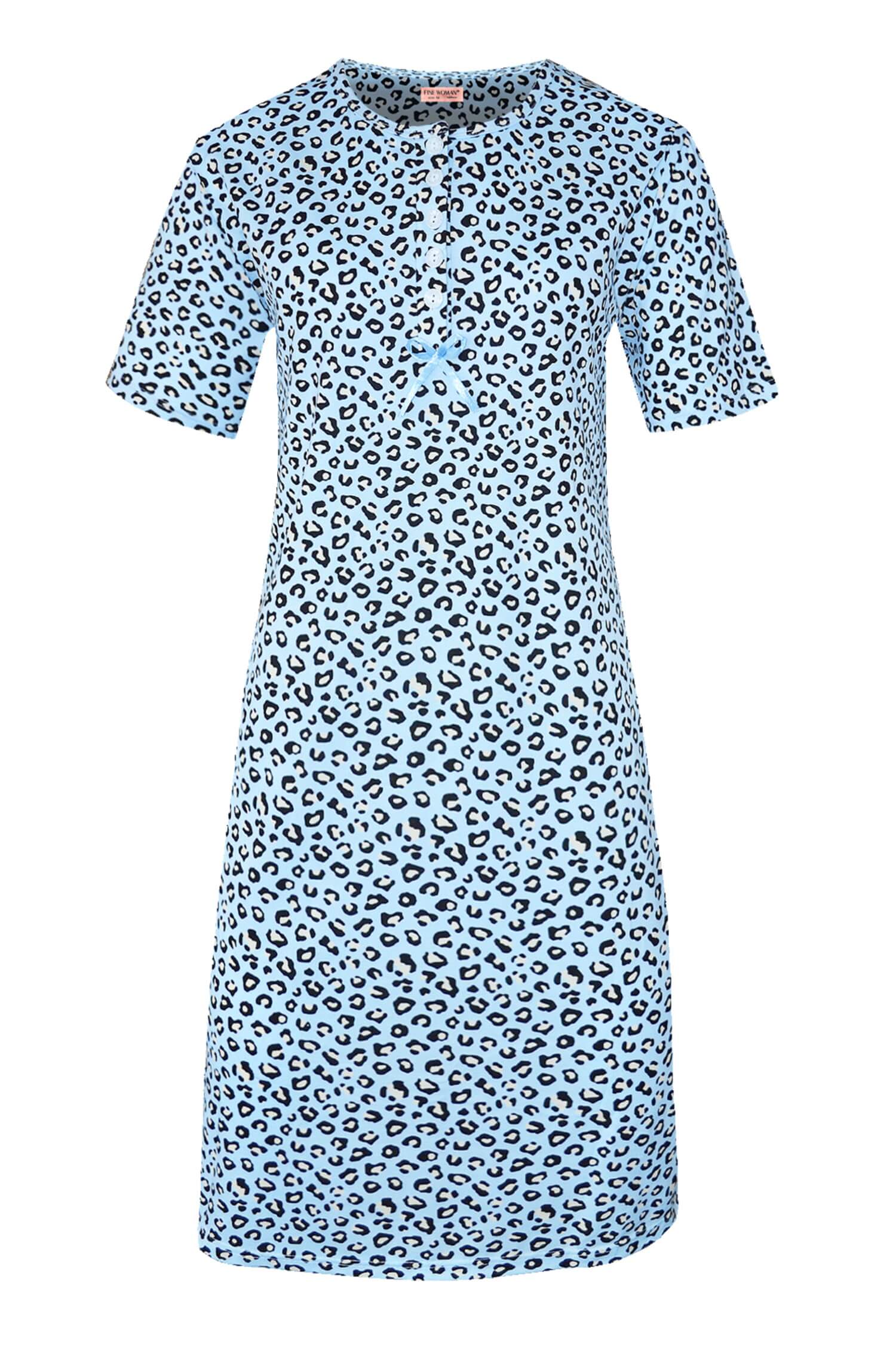 Katarina dámská noční košile leopardí vzor 6529 L světle modrá