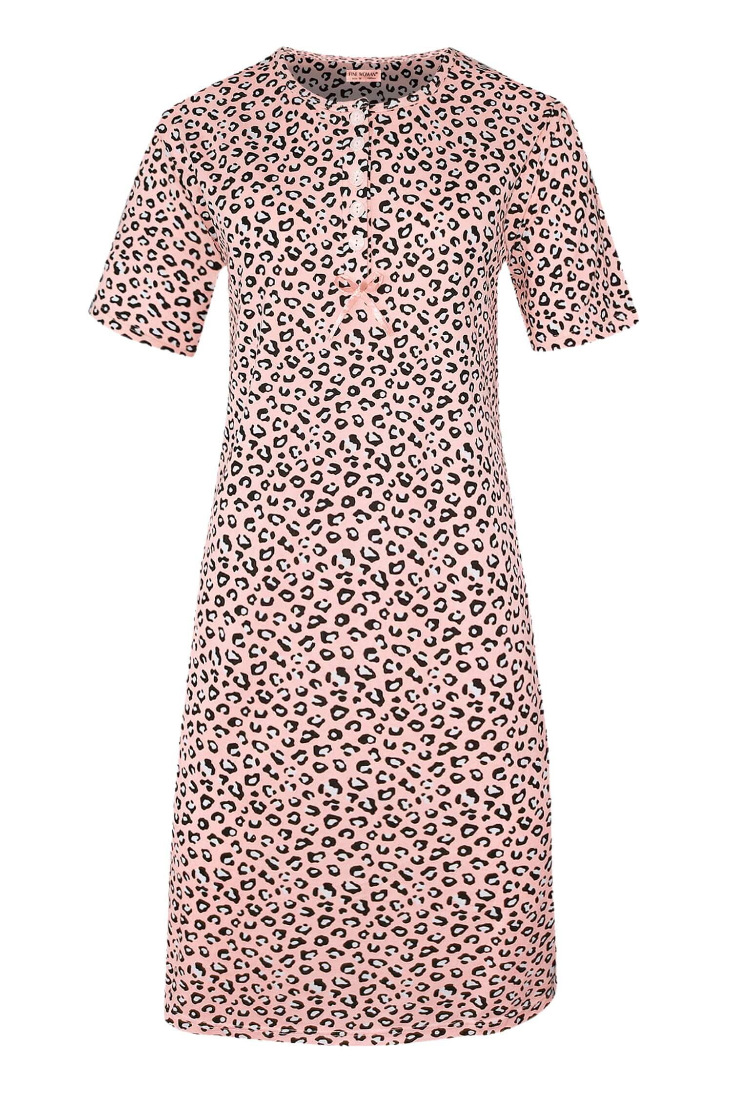 Katarina dámská noční košile leopardí vzor 6529 L světle růžová