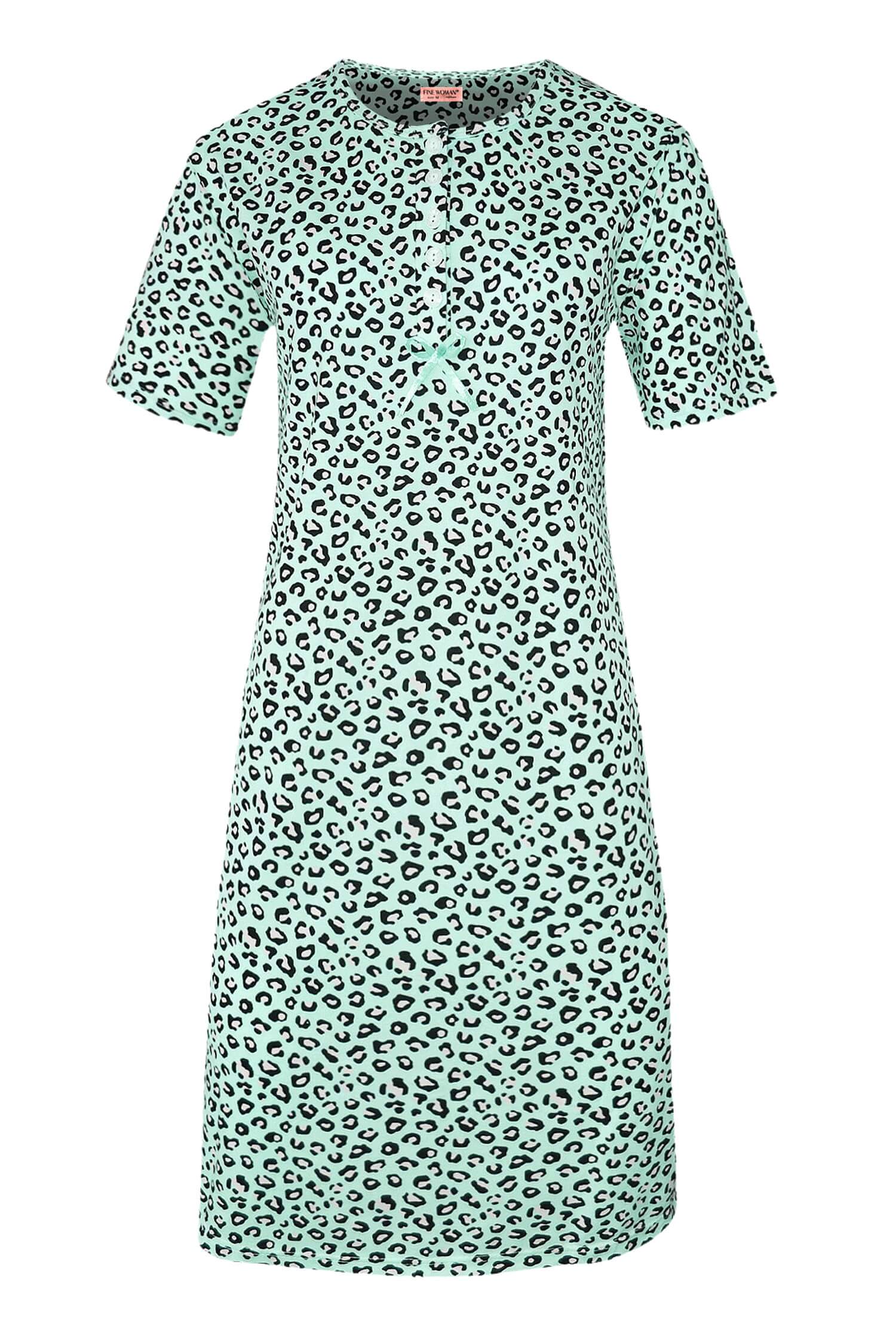 Katarina dámská noční košile leopardí vzor 6529 XL světle zelená