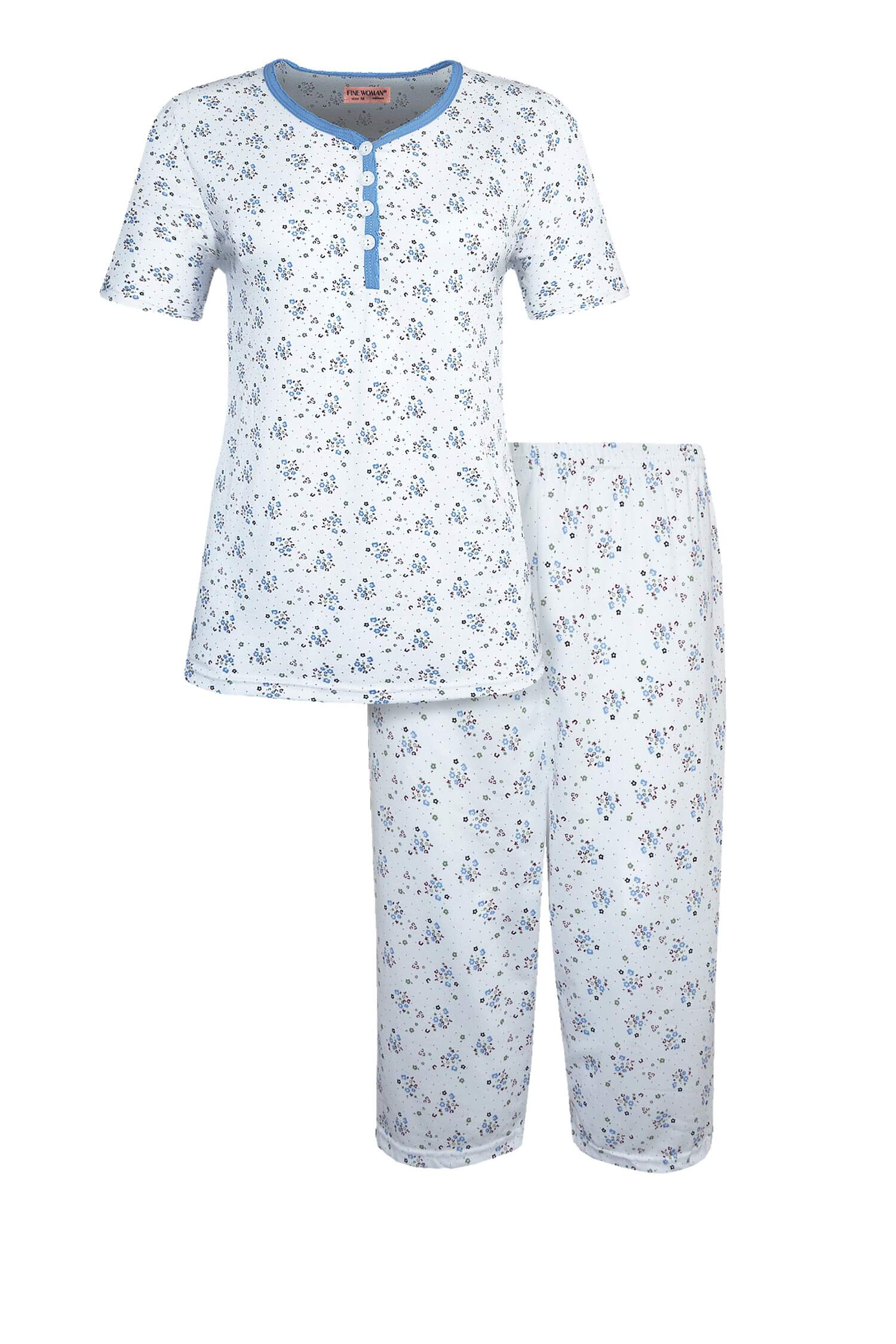 Bohdanka dámské capri pyžamo krátký rukáv 2295 XL modrá