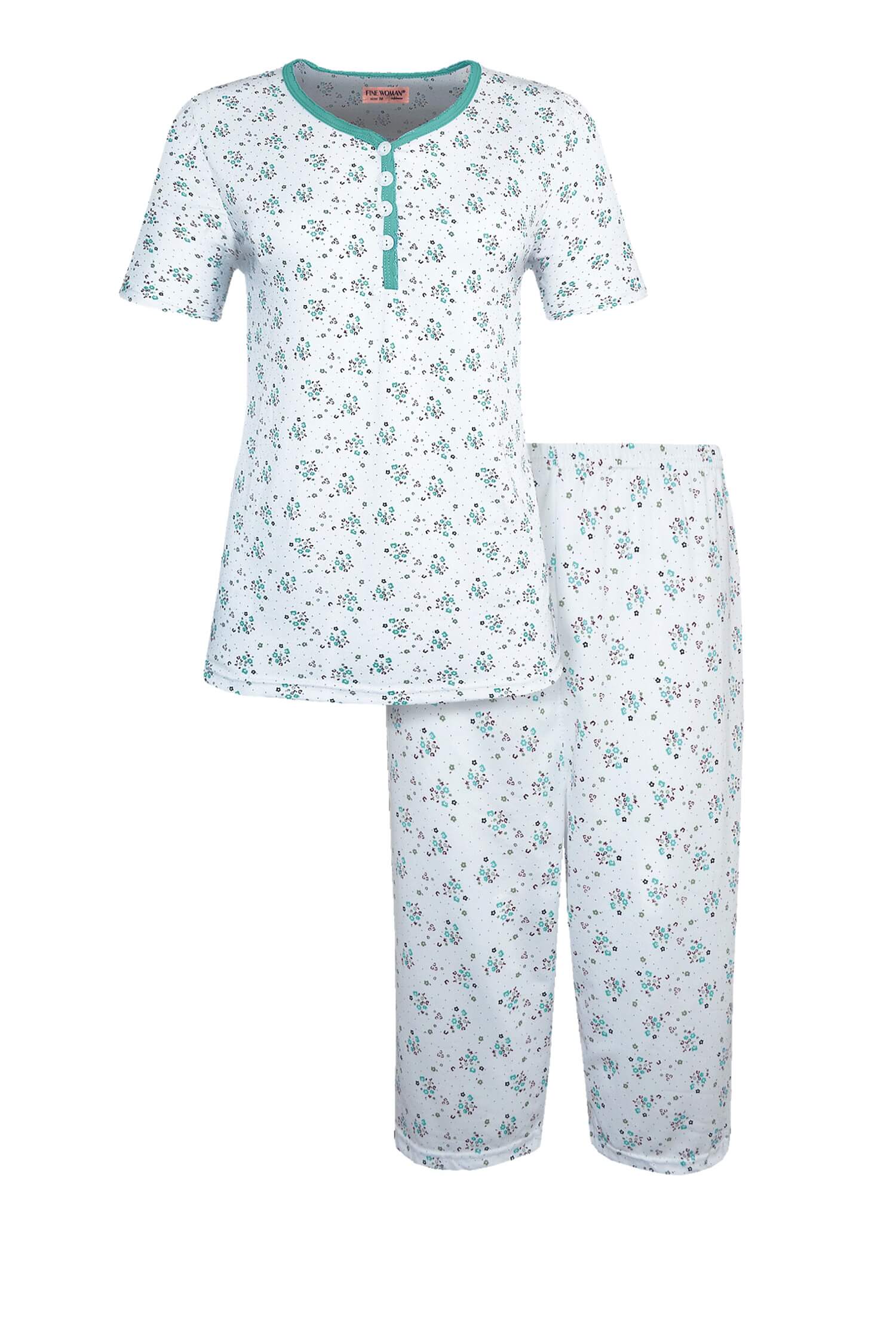 Bohdanka dámské capri pyžamo krátký rukáv 2295 XL světle zelená