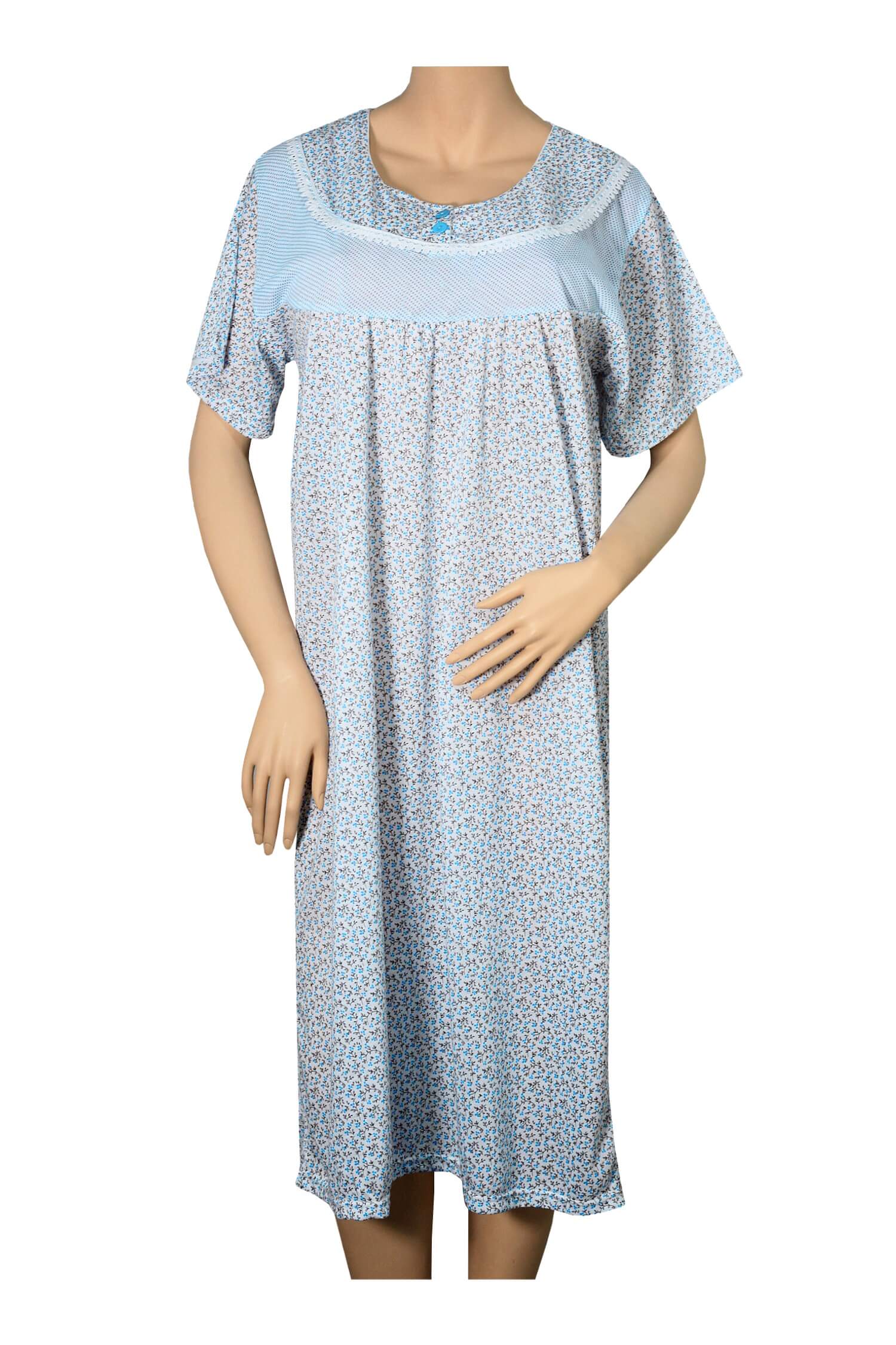 Halina dámská noční košile krátký rukáv světle modrá M