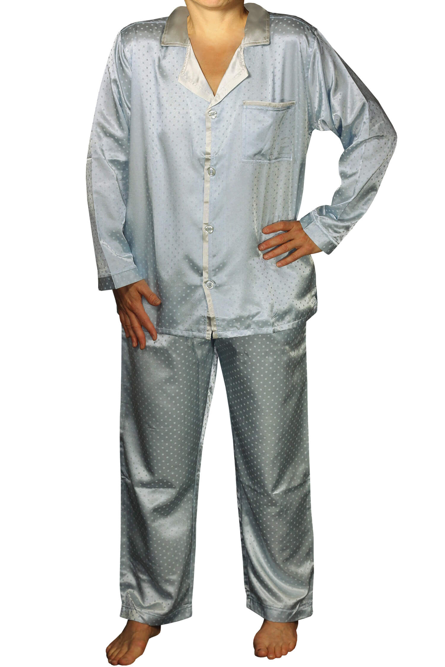 Guante Satin pánské pyžamo kostičky K150814 XL světle modrá