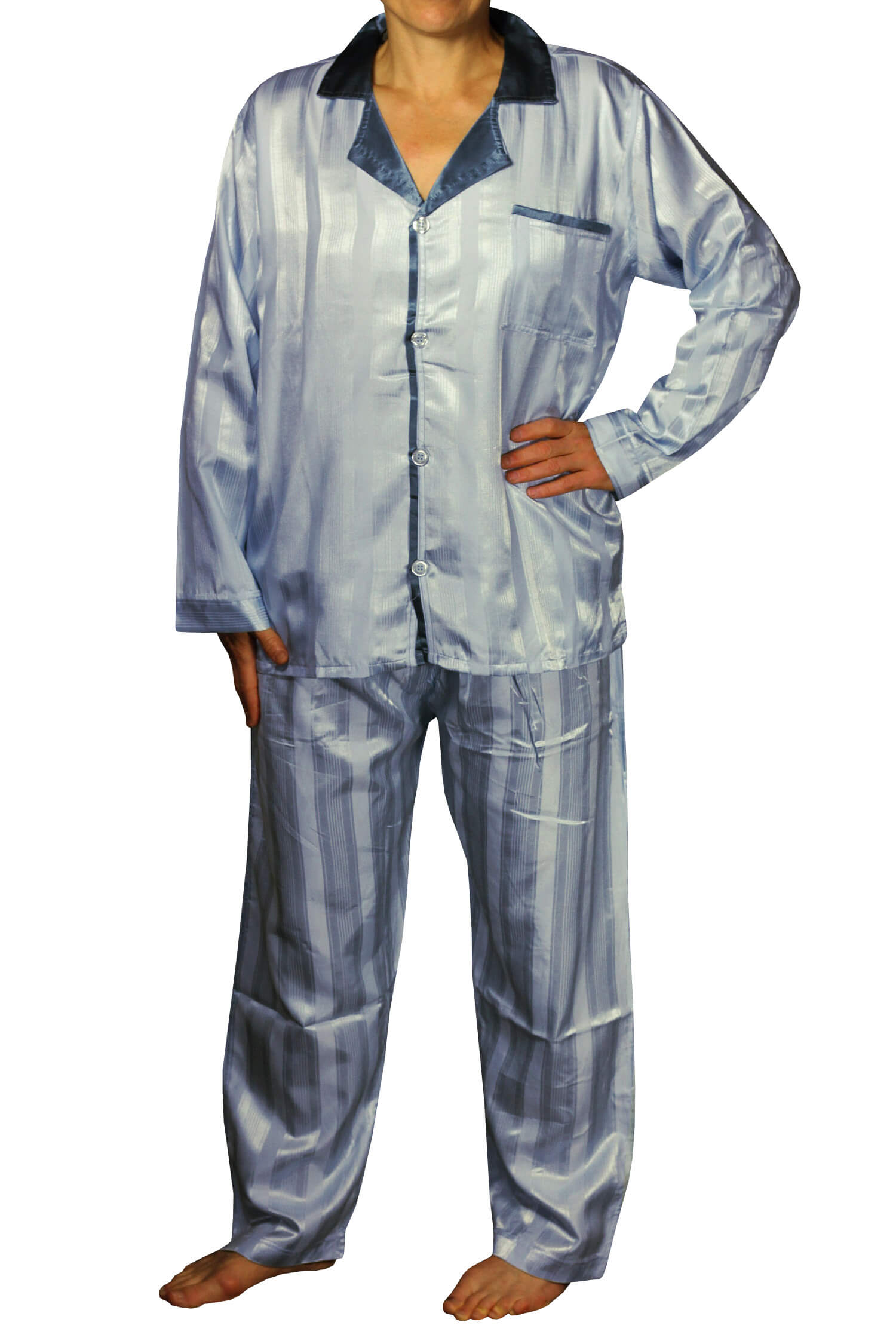 Gorra Satin pánské pyžamo K150814 XL světle modrá
