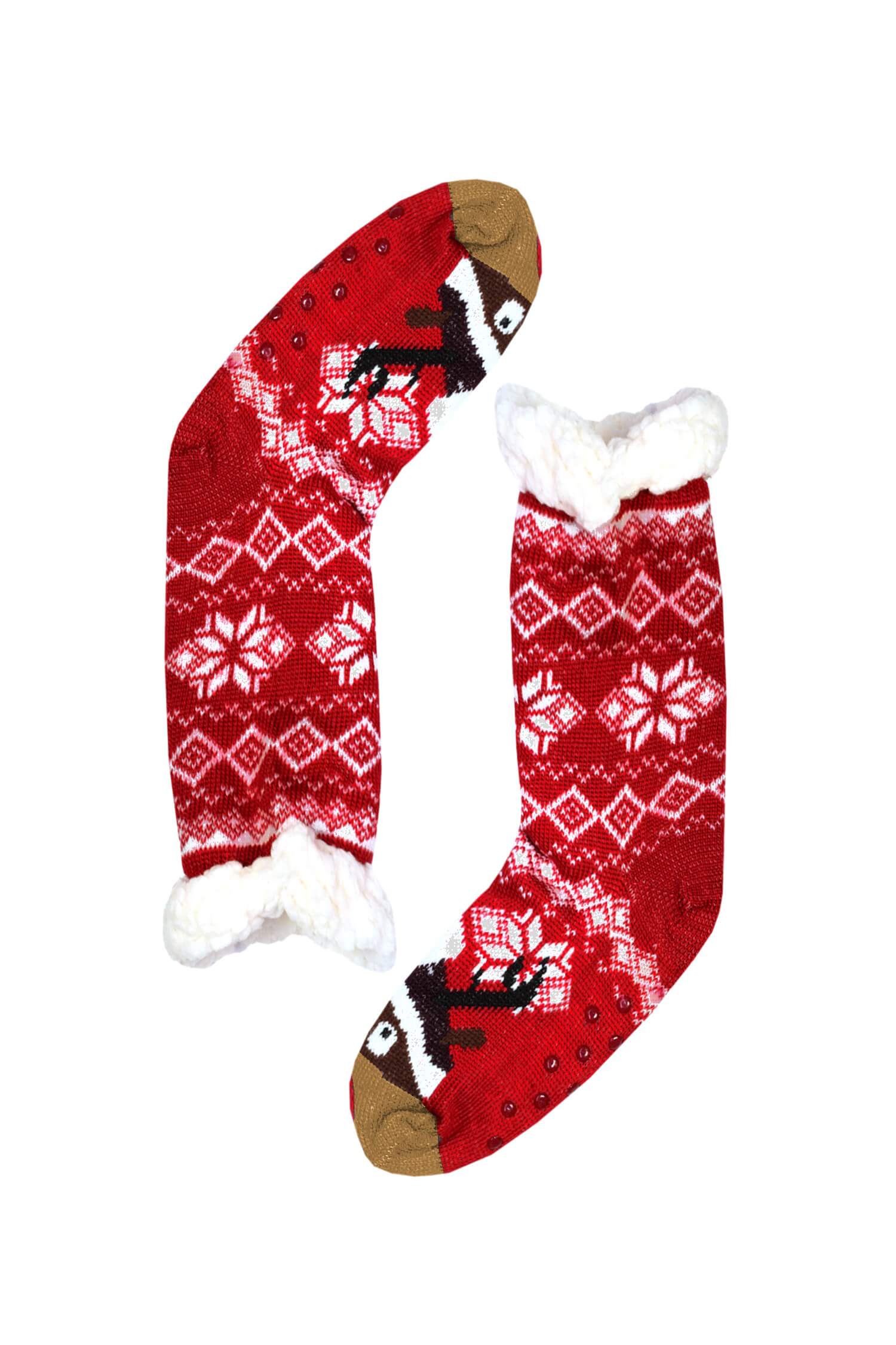 Deer vánoční ponožky termo se sobem dětské CW232 31-34 tmavě červená