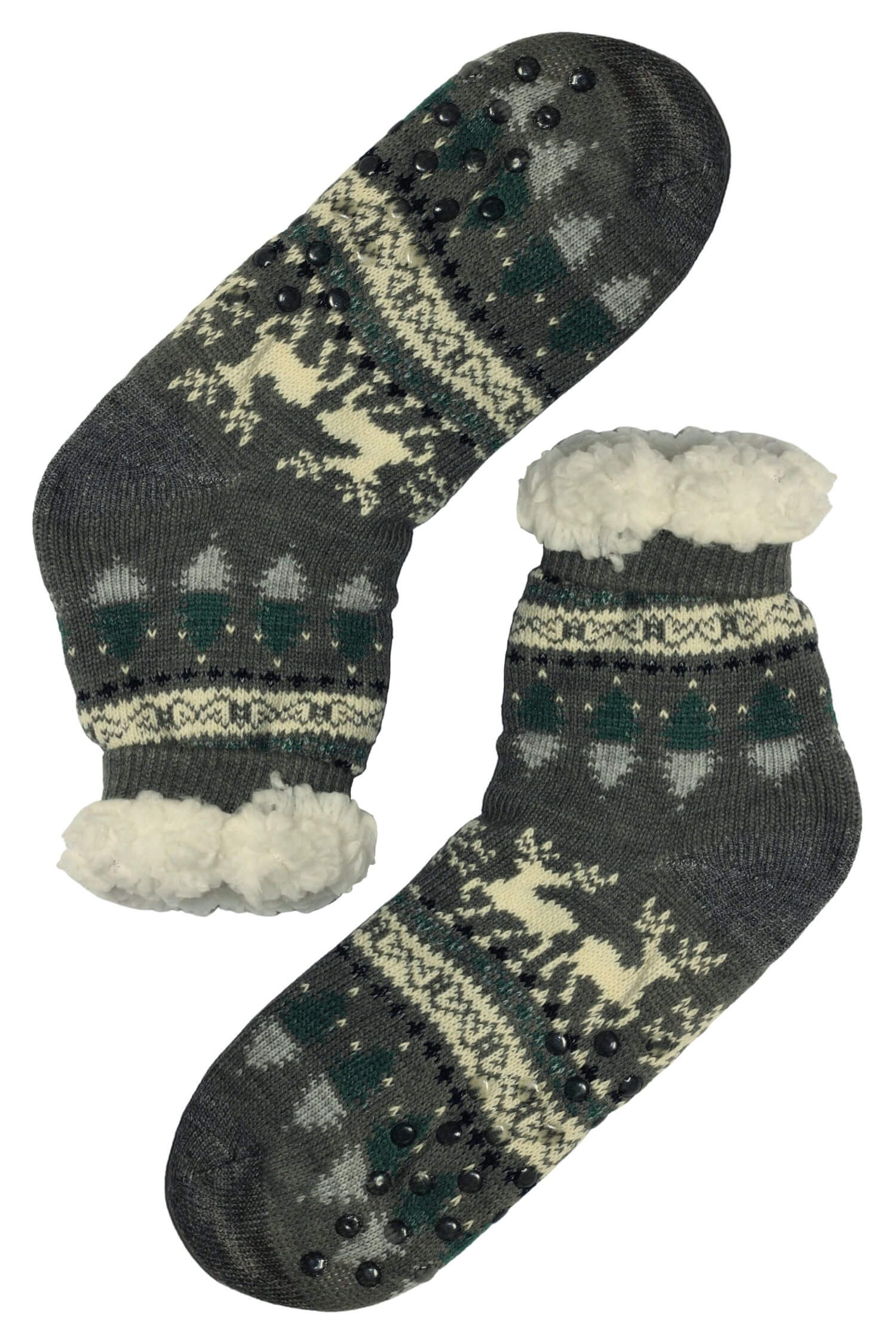 Norský vzor šedé ponožky s beránkem 1133 39-41 šedá