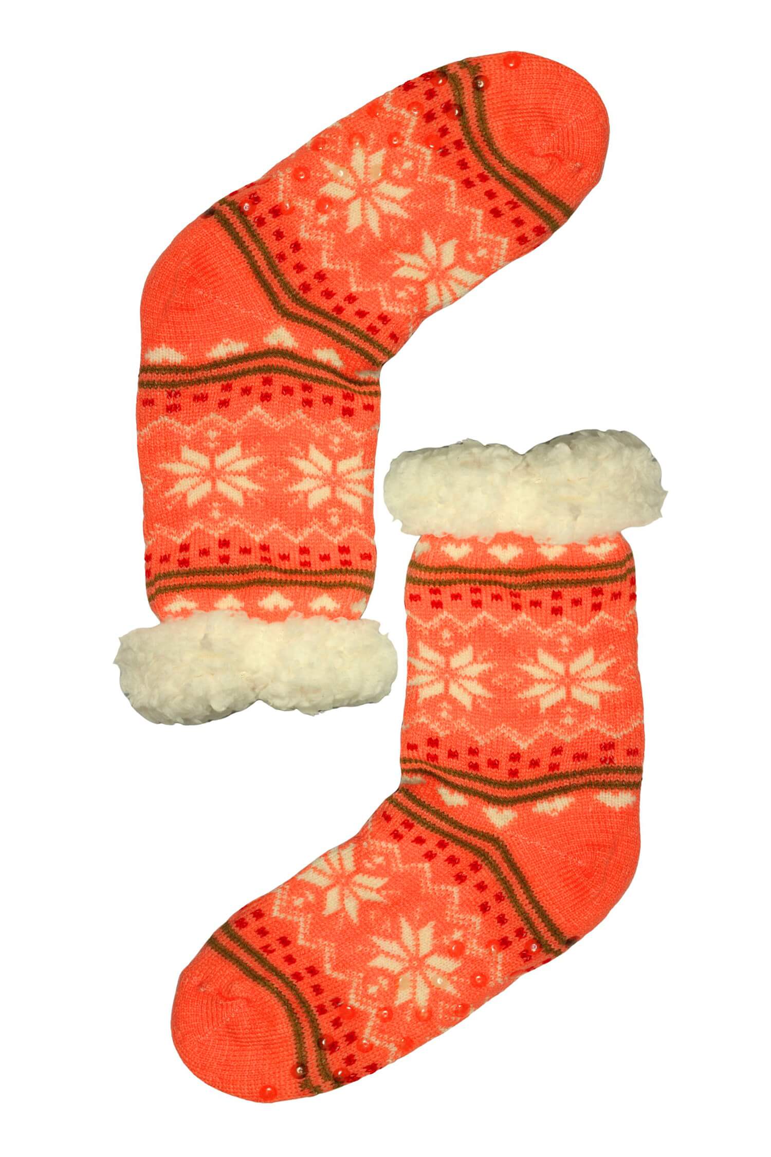 Dámské ponožky teplé s beránkem M040 35-38 oranžová