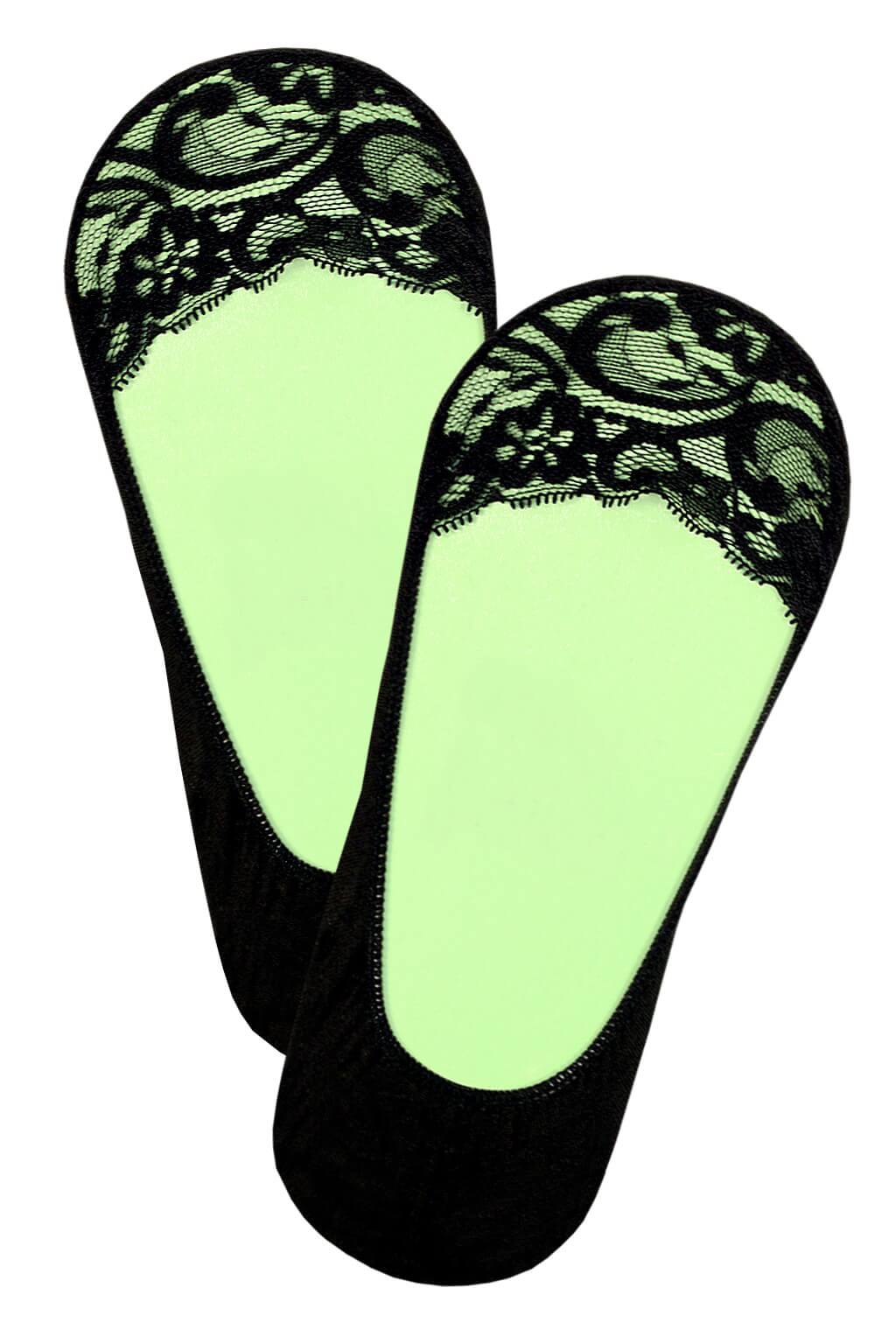 Krajkové skryté ponožky do balerínek WS911 - 2ks 35-38 černá