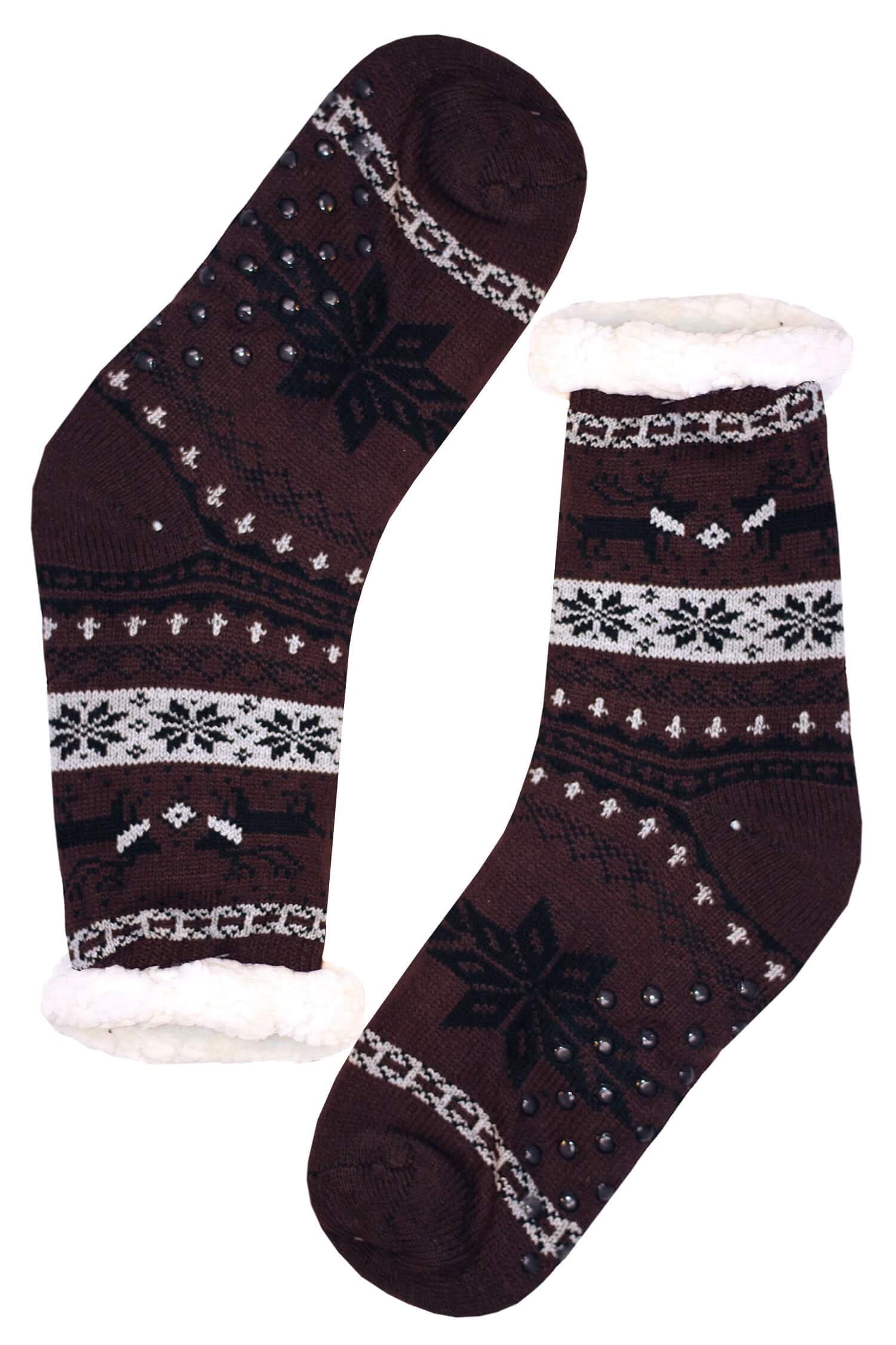 Polaros brown teplé ponožky s beránkem MC 112 39-42 hnědá