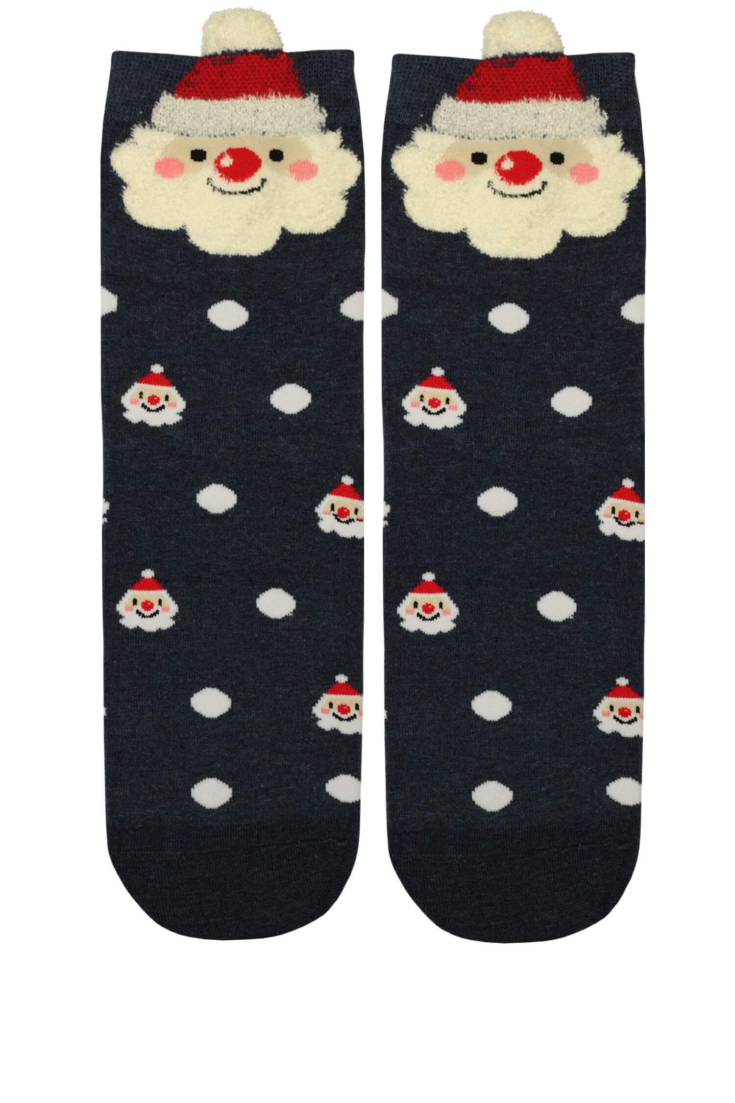 Vánoční vysoké ponožky dámské Santa 35-38 tmavě modrá