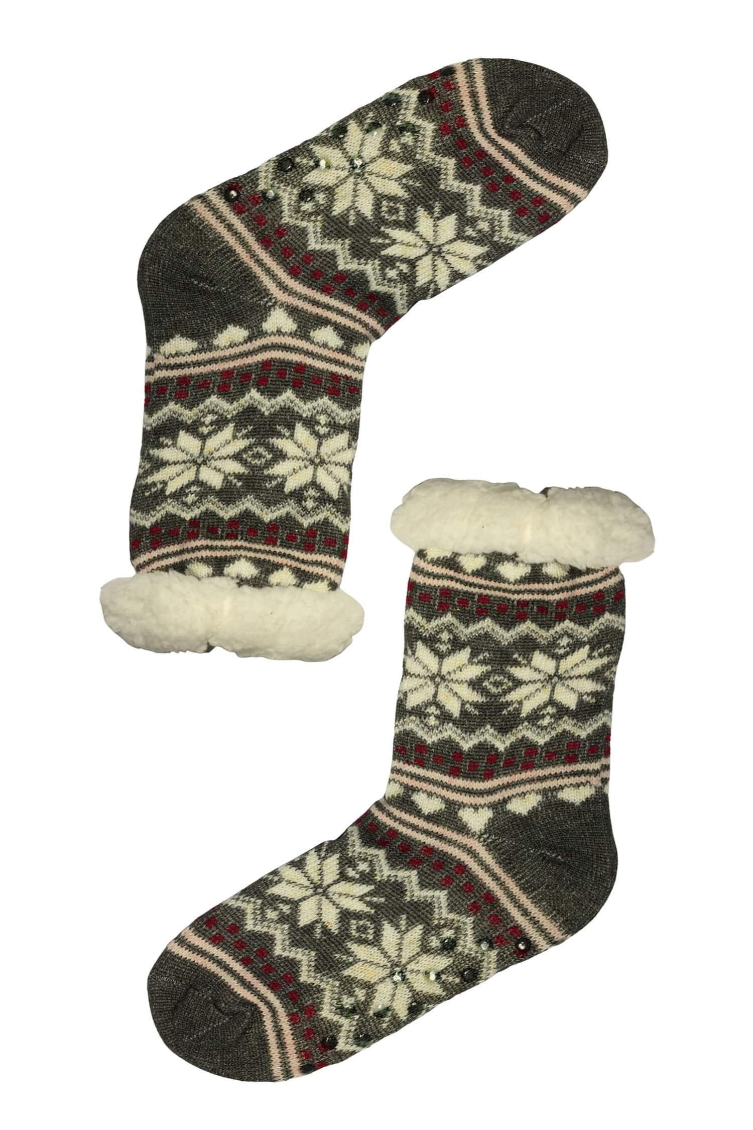 Dámské ponožky šedé s beránkem M040 35-38 šedá