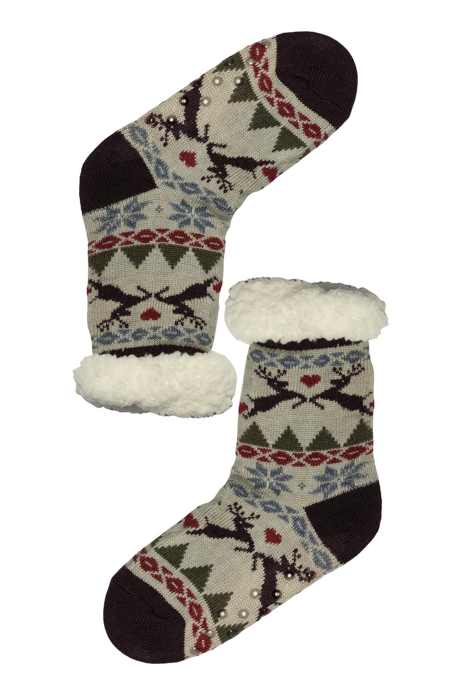 Dámské ponožky hřejivé s beránkem M040 35-38 vícebarevná