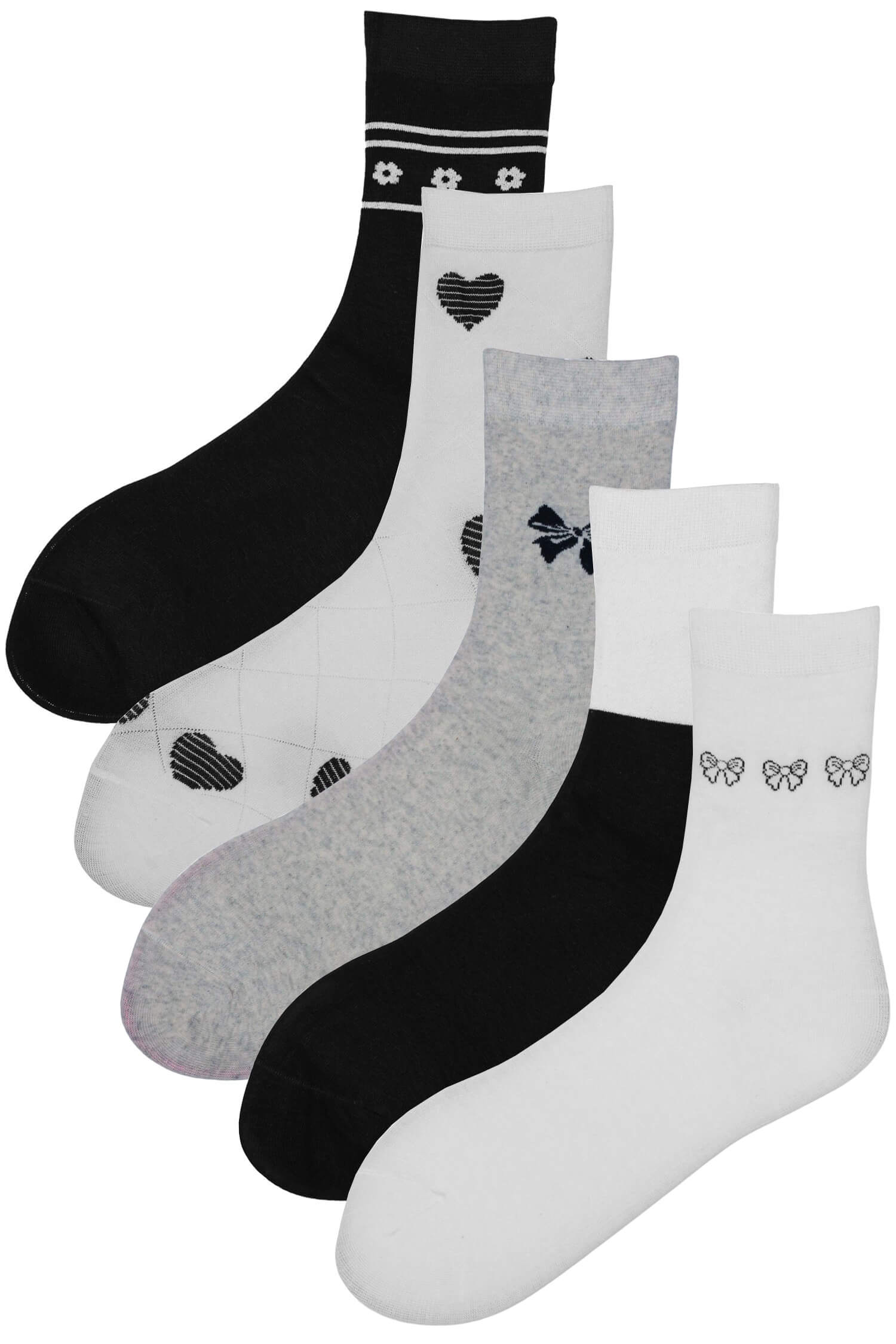 Love a Fun ponožky se srdíčky dámské - 5 párů 38-41 vícebarevná