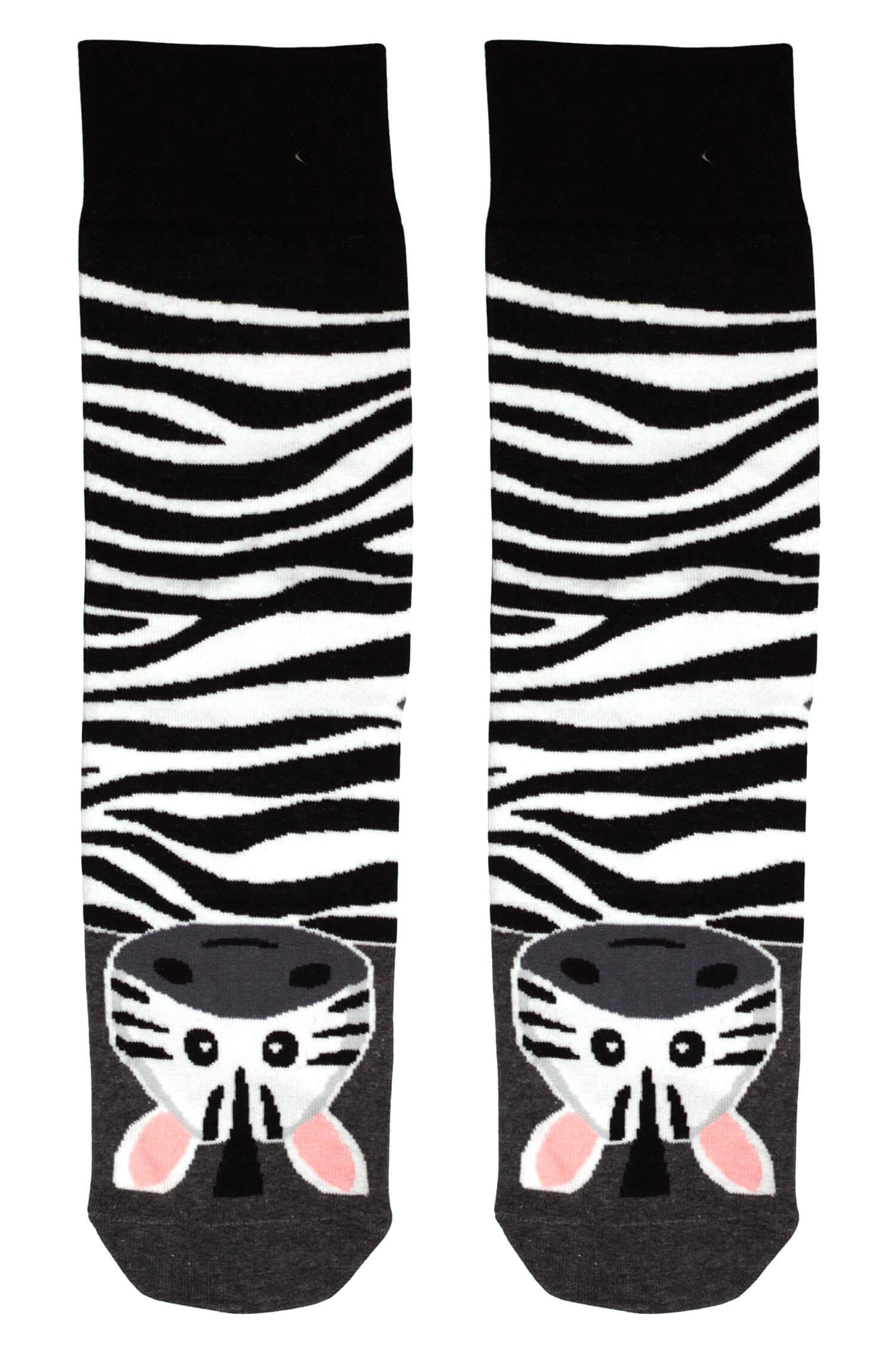 Veselé vysoké ponožky zebra 1979 41-43 šedá
