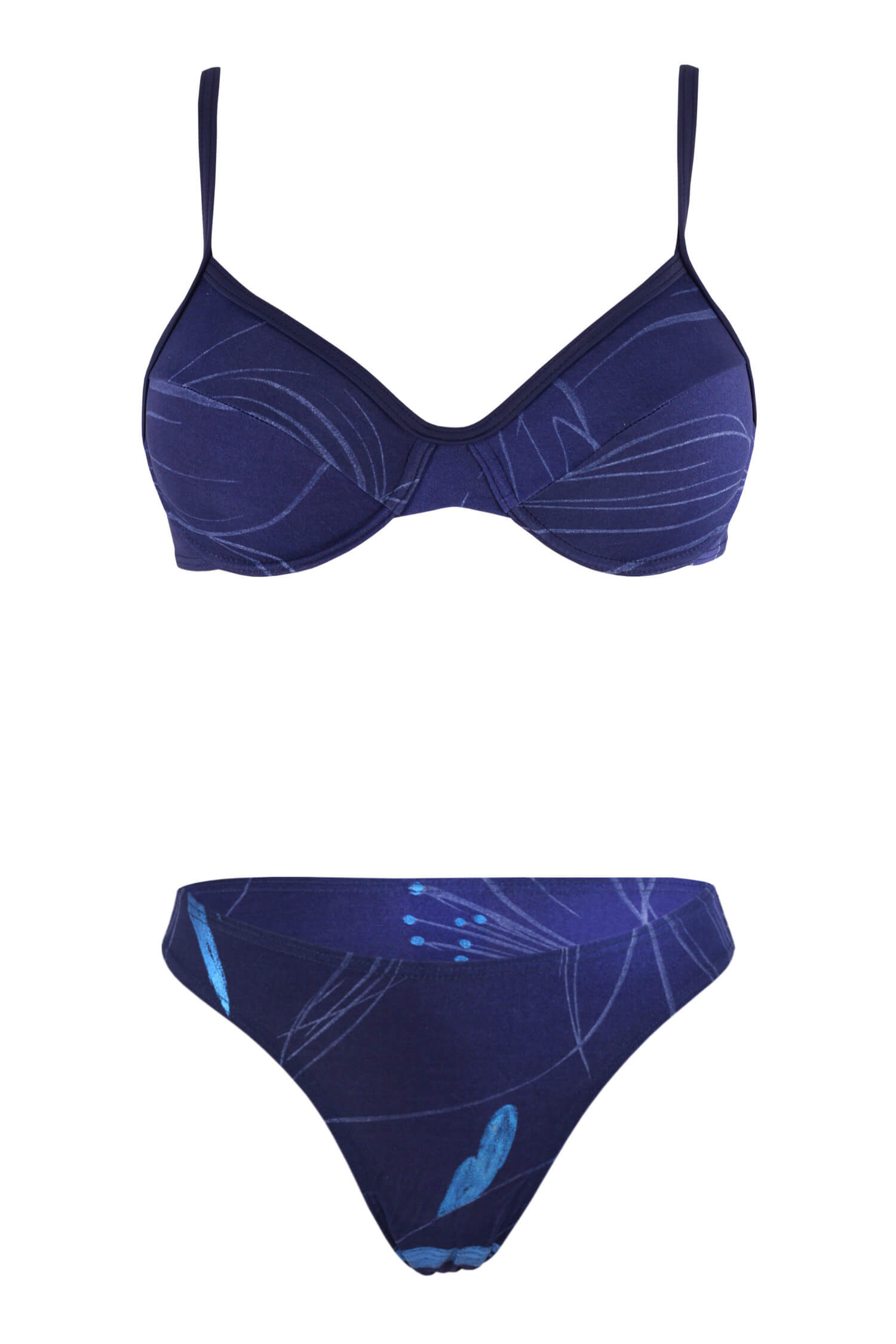 Sahira dámské dvoudílné plavky bez výztuže M tmavě modrá