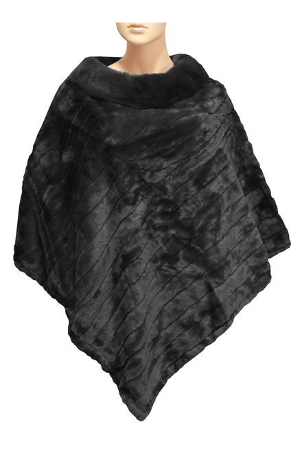 Karmen pončo kožíšek s rolákem černá