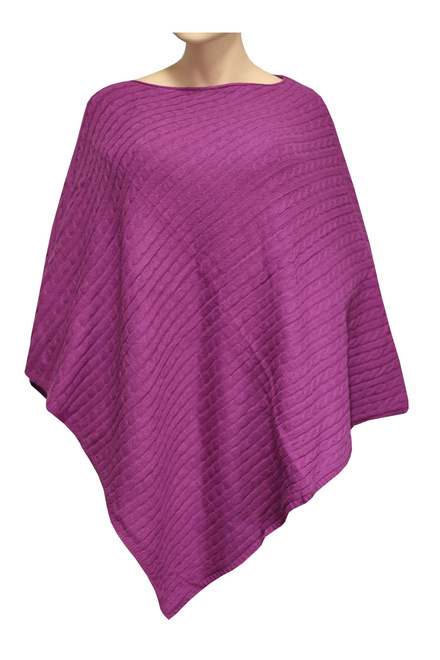 Lea Purple dámské pletené pončo tmavě růžová