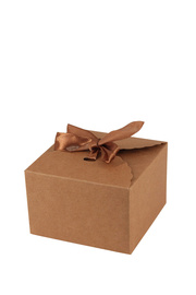 Přírodní dárková krabička s mašlí 9x9x6 cm