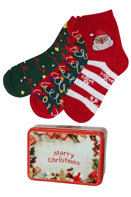 Merry Christmas ponožky v dárkovém balení - 3 páry vícebarevná velikost: 39-42