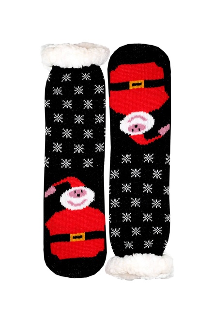 Santa Claus vánoční teplé ponožky vysoké dětské CW232 černá velikost: 27-30