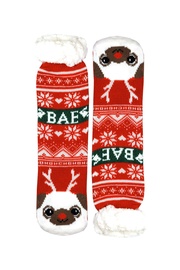 Christmas dog vysoké ponožky s kožíškem dětské CW232