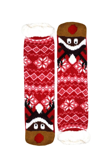 Deer vánoční ponožky termo se sobem dětské CW232 tmavě červená velikost: 31-34