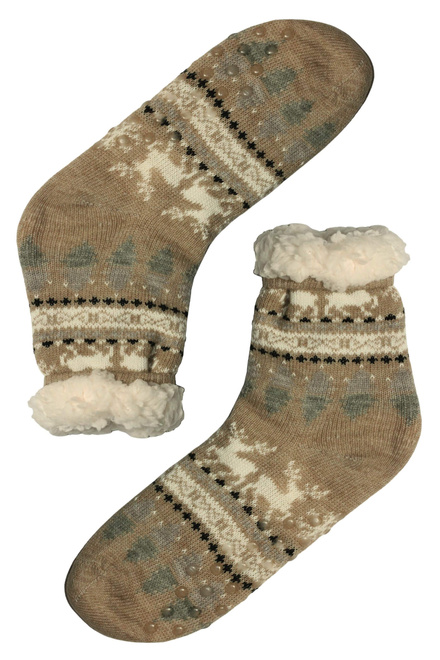 Norský vzor béžové ponožky s beránkem 1133 béžová velikost: 39-41