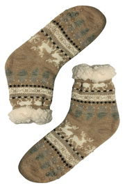Norský vzor béžové ponožky s beránkem 1133