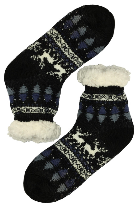 Norský vzor Black ponožky s beránkem 1133