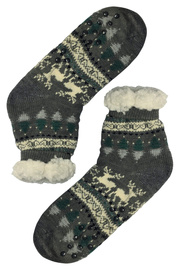 Norský vzor šedé ponožky s beránkem 1133
