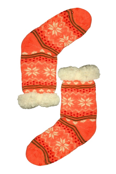 Dámské ponožky teplé s beránkem M040 oranžová velikost: 35-38