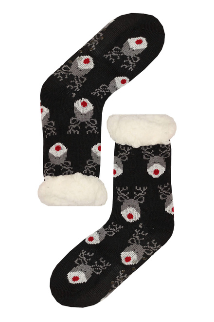 Mounty black hřejivé ponožky beránek WW058 černá velikost: 38-42