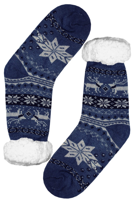 Polaros blue teplé ponožky s beránkem MC 112 šedomodrá velikost: 39-42