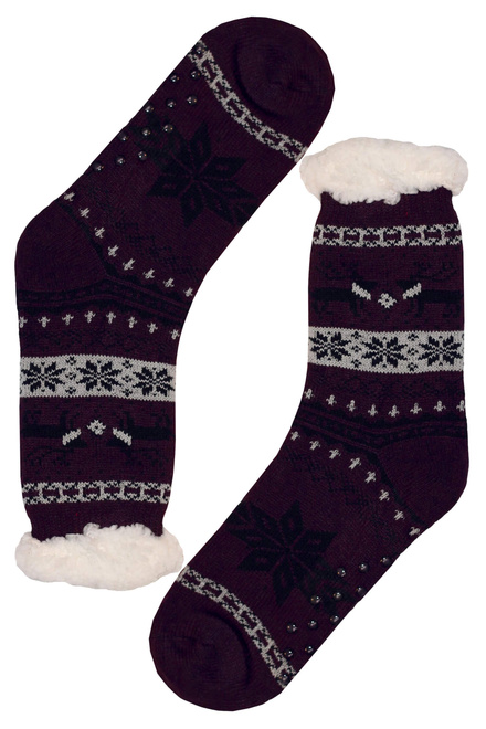 Polaros purple teplé ponožky s beránkem MC 112 tmavě fialová velikost: 39-42